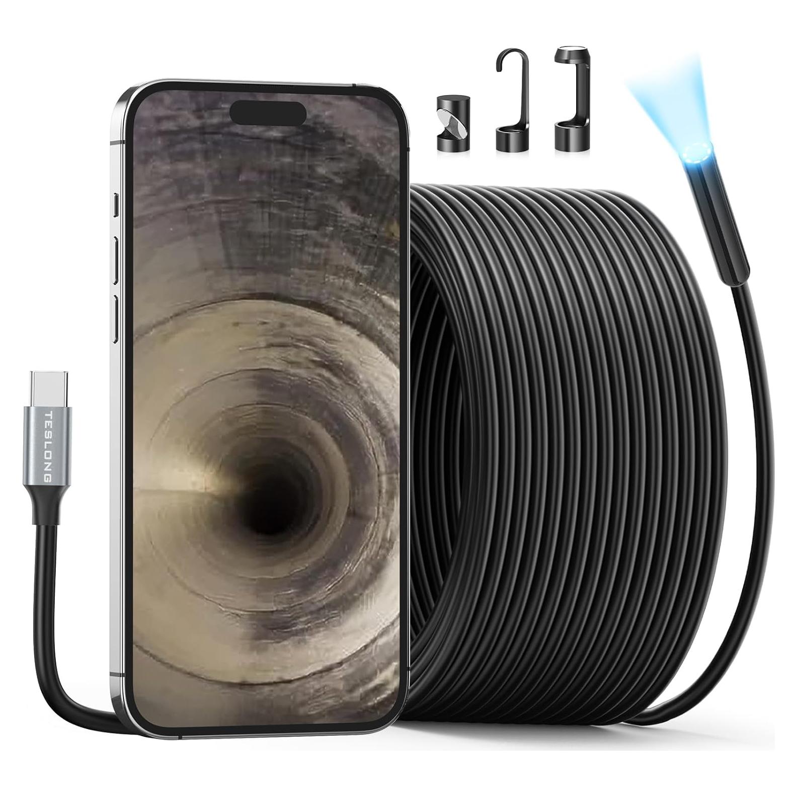 Cámara de Endoscopio Teslong 10m USB-C con 8 Luces LED