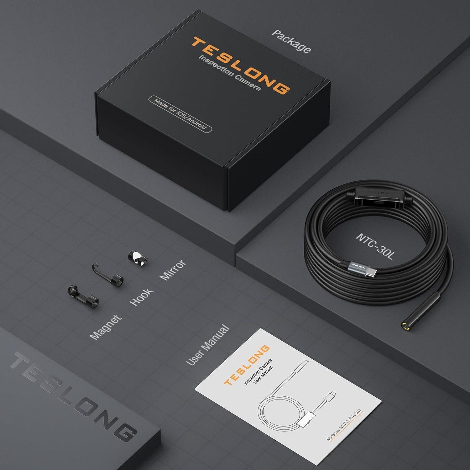 Cámara de Endoscopio Teslong 10m USB-C con 8 Luces LED