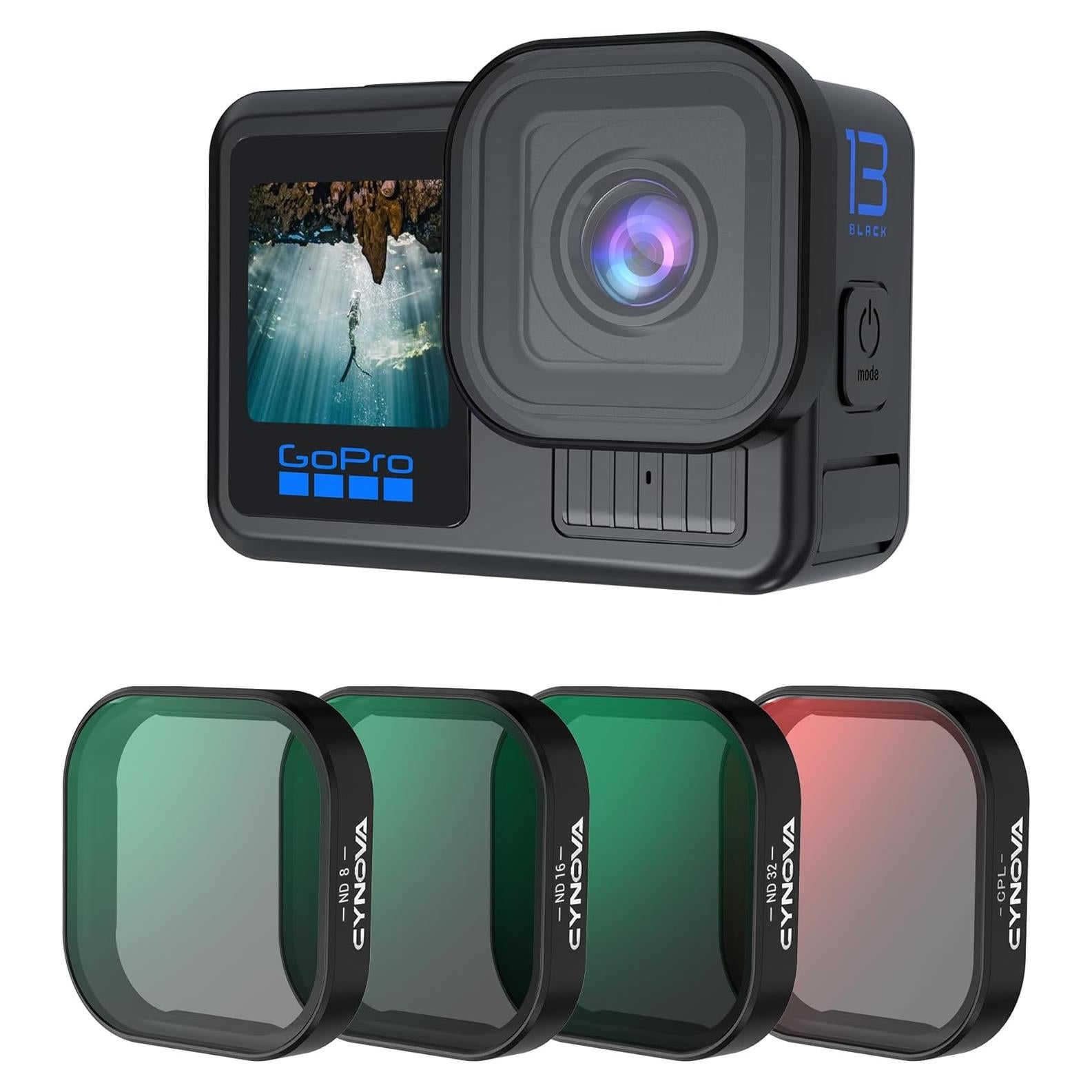 Juego de Filtros CYNOVA para GoPro Hero 13 Black - CPL, ND8, ND16, ND32