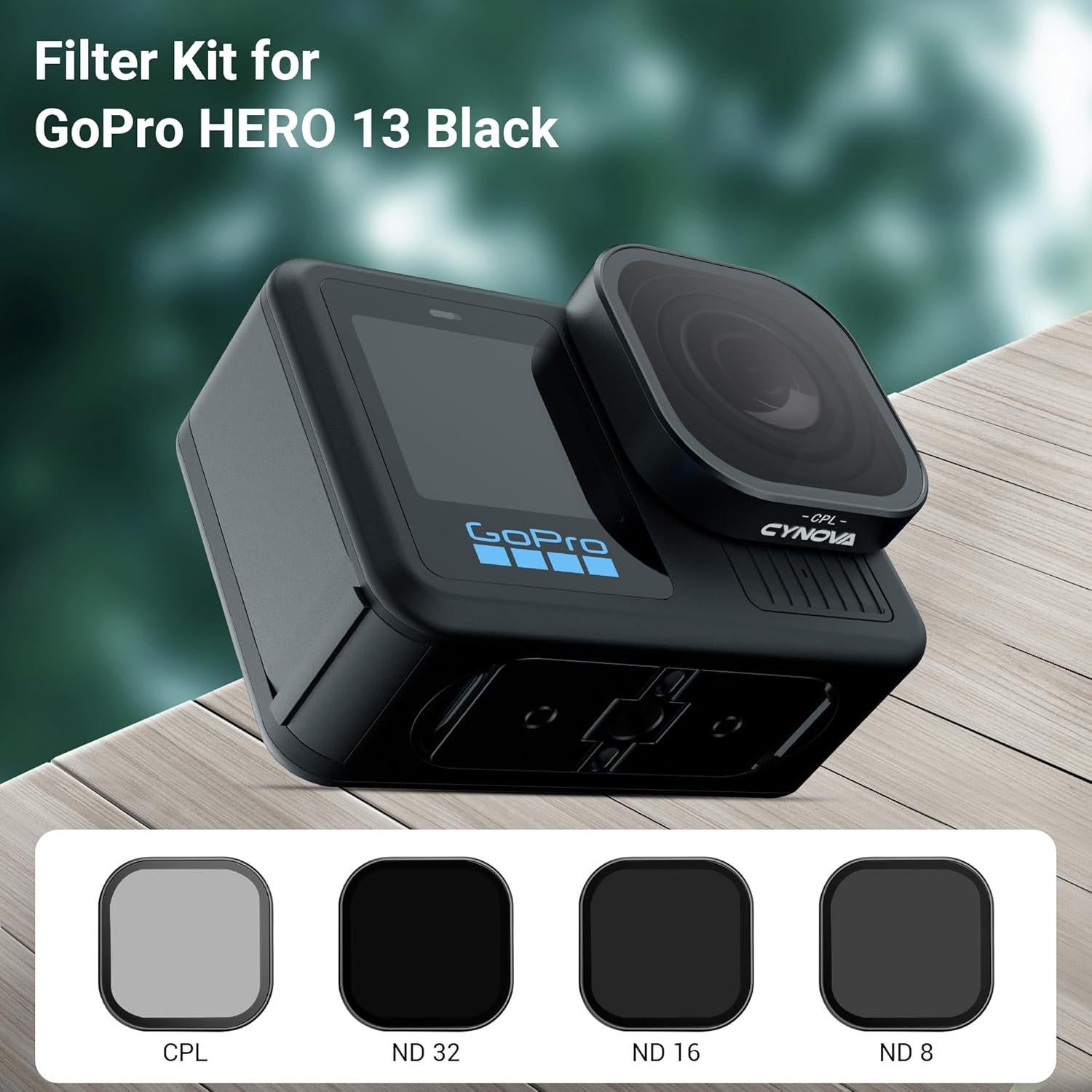 Juego de Filtros CYNOVA para GoPro Hero 13 Black - CPL, ND8, ND16, ND32