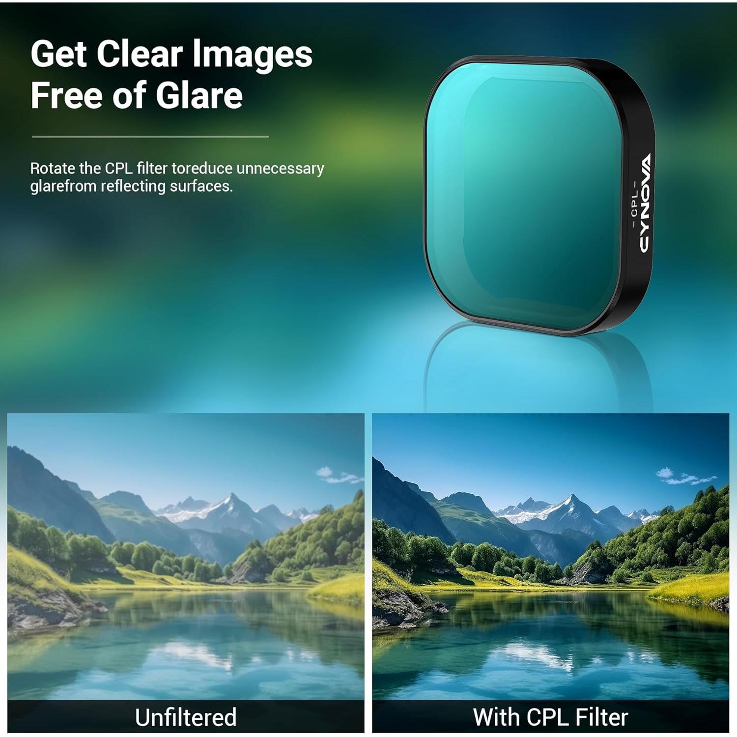 Juego de Filtros CYNOVA para GoPro Hero 13 Black - CPL, ND8, ND16, ND32