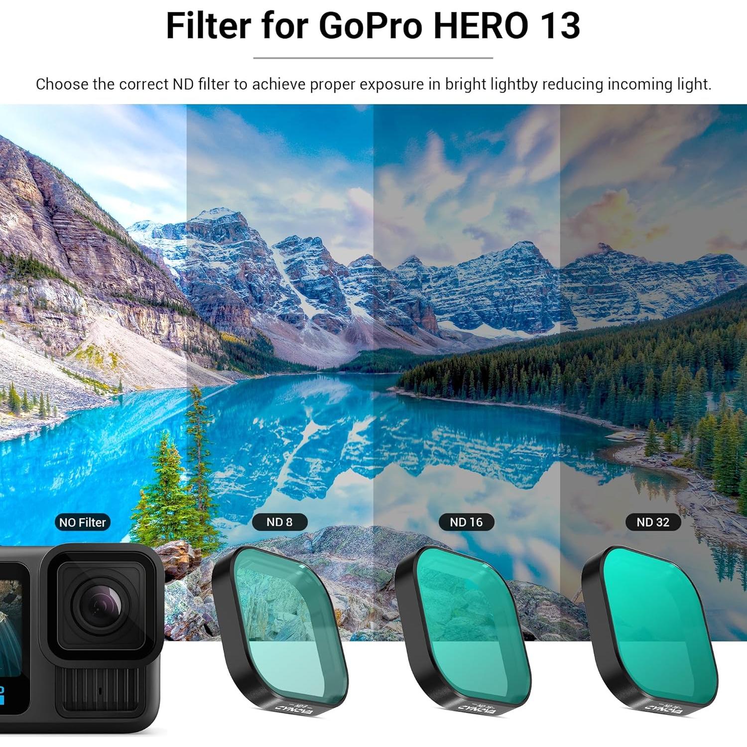 Juego de Filtros CYNOVA para GoPro Hero 13 Black - CPL, ND8, ND16, ND32