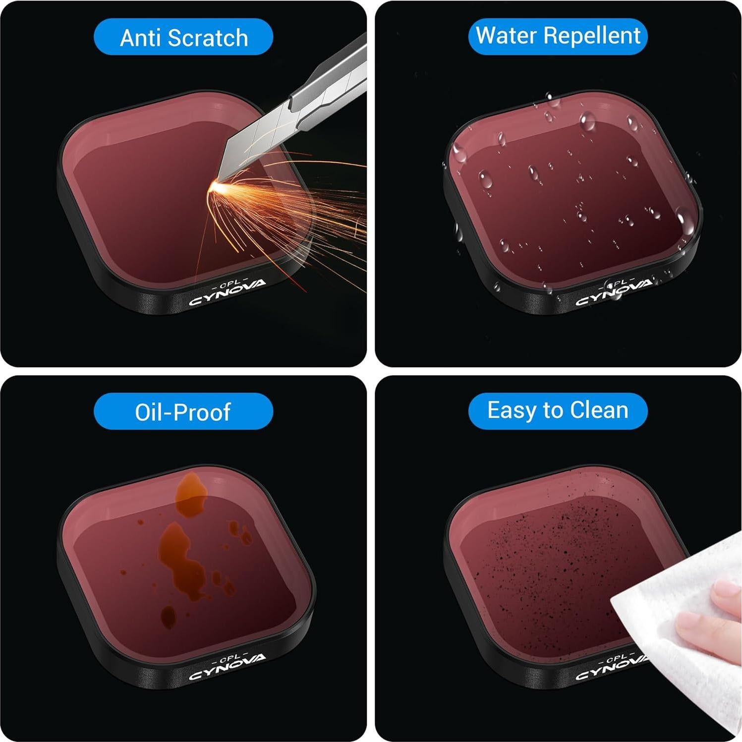 Juego de Filtros CYNOVA para GoPro Hero 13 Black - CPL, ND8, ND16, ND32