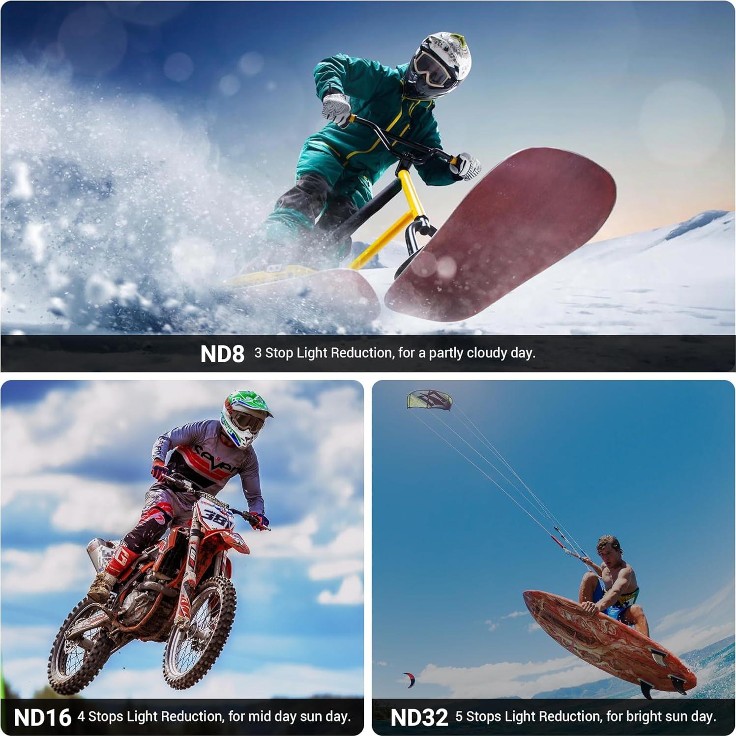 Juego de Filtros CYNOVA para GoPro Hero 13 Black - CPL, ND8, ND16, ND32