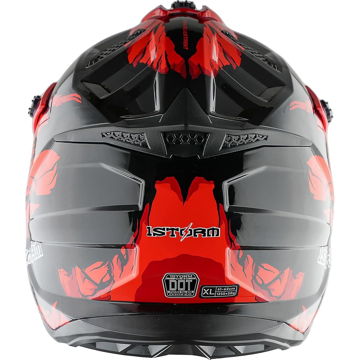 Casco de Motocross 1Storm JH601 Mediano Negro con Gafas y Guantes