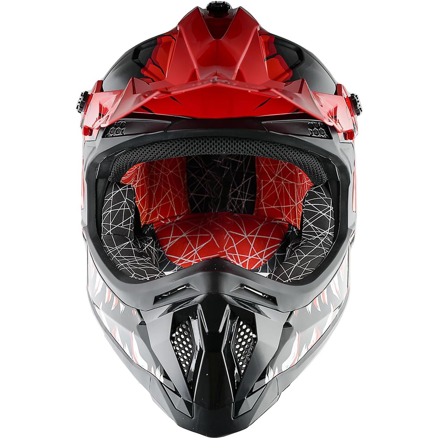 Casco de Motocross 1Storm JH601 Mediano Negro con Gafas y Guantes
