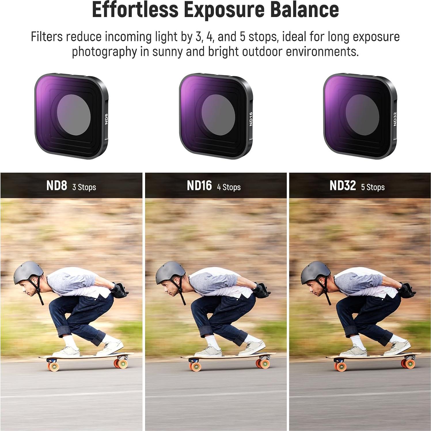 Juego de Filtros ND NEEWER para GoPro Hero 9-13, Vidrio HD