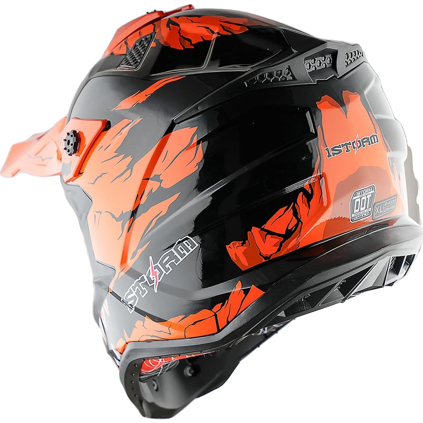 Casco de Motocross 1Storm JH601 Mediano Negro y Naranja