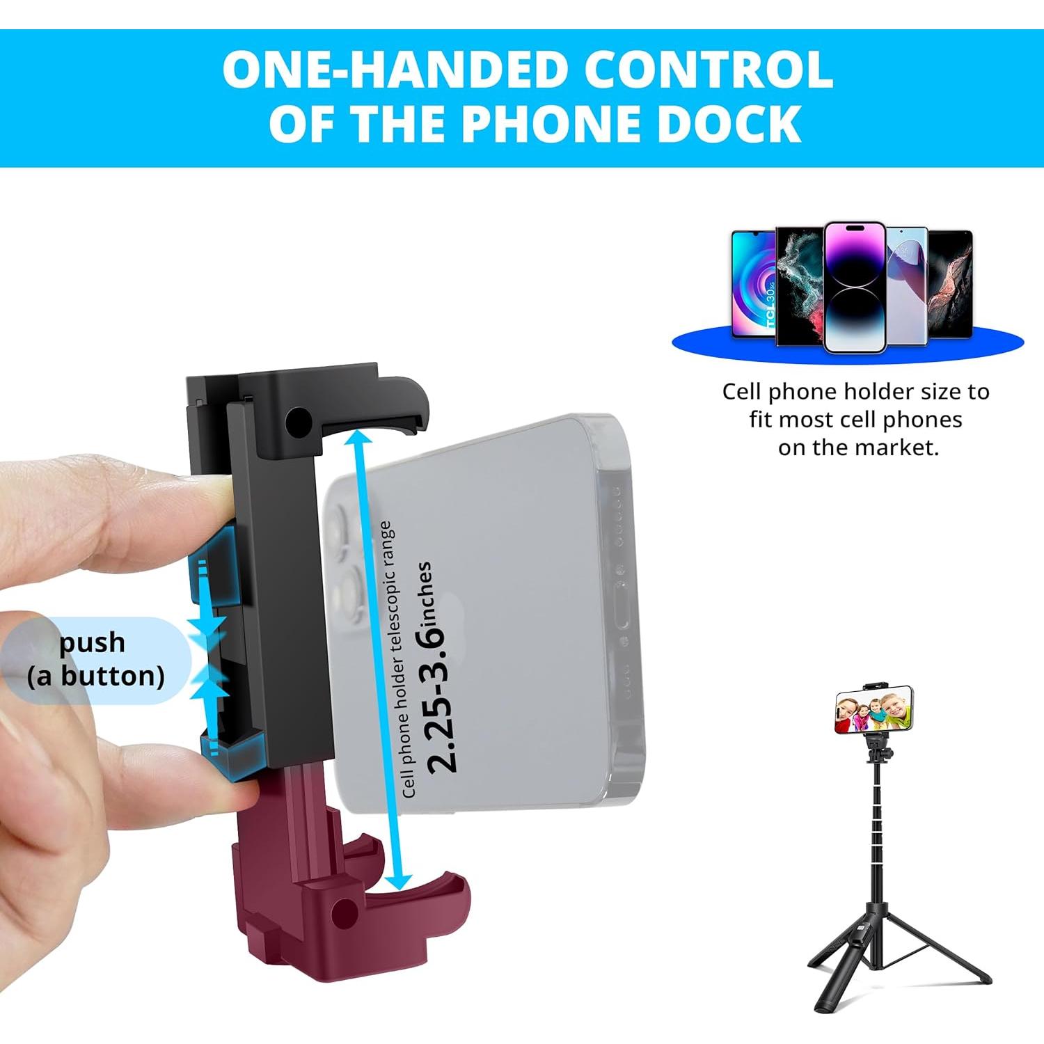 Palo de Selfie 3 en 1 BZE 62" con Trípode y Control Remoto