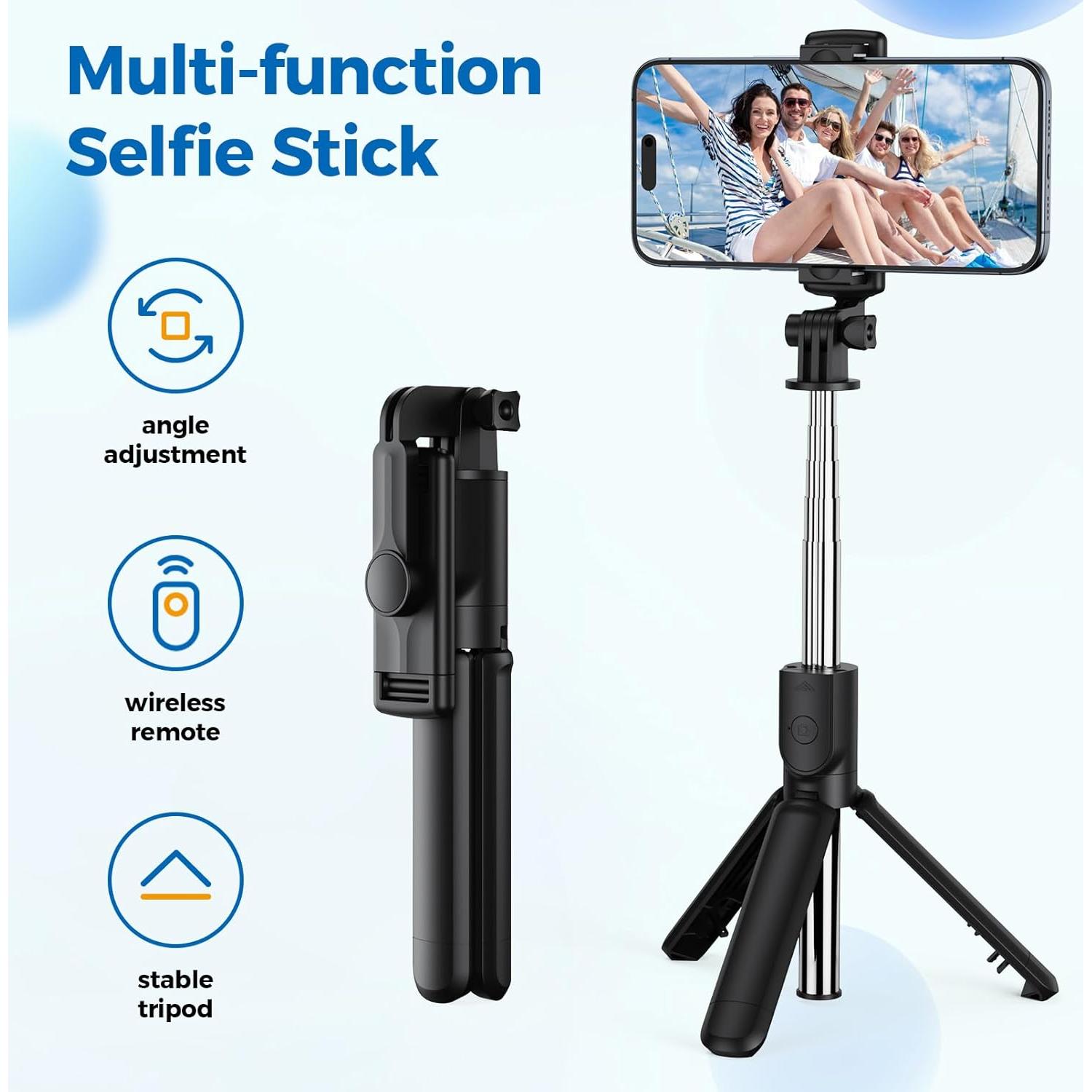 Trípode para Selfie KEITHY Negro Retráctil con Control Remoto