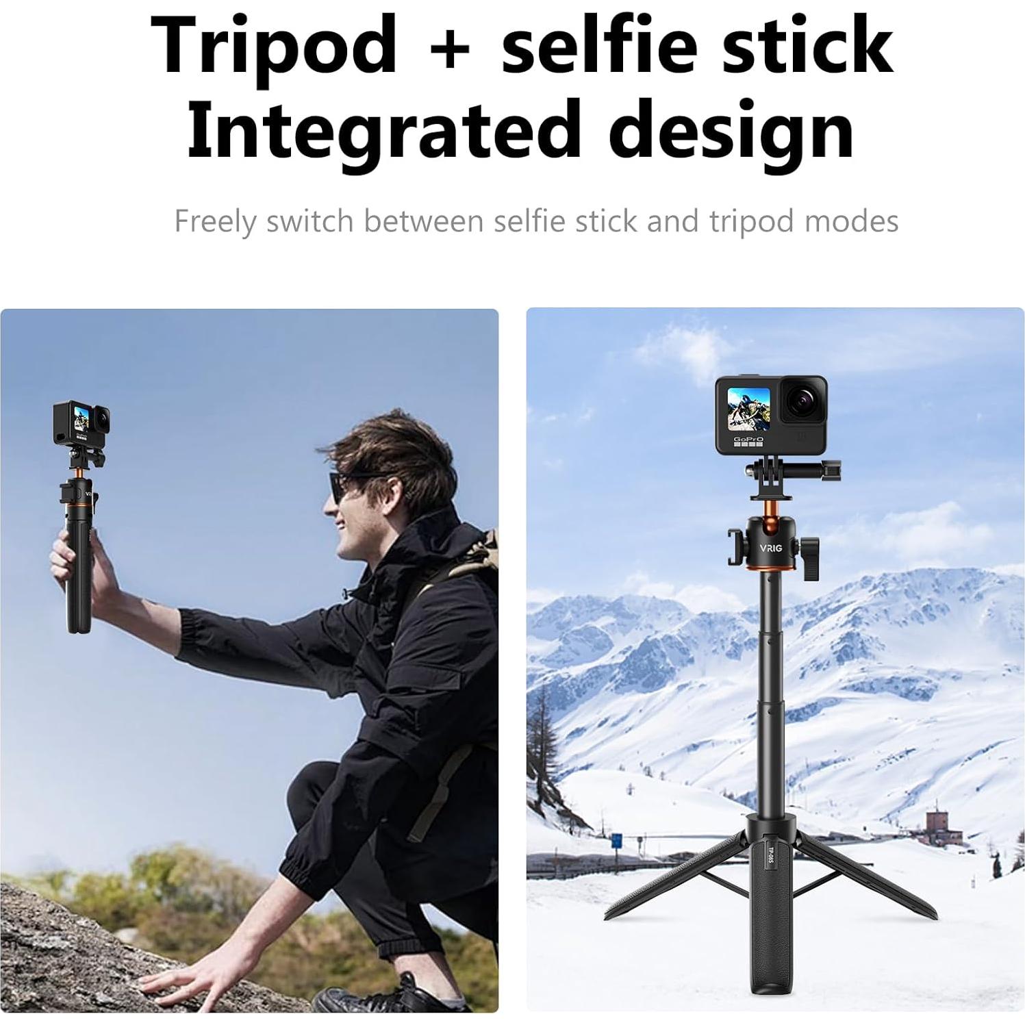 Trípode de Selfie VRIG TP-08S Ajustable 55 cm para GoPro y Smartphone