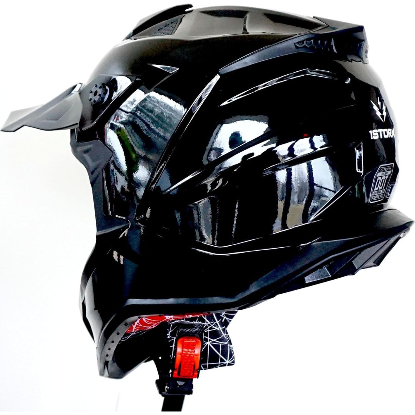 Casco de Motocross 1Storm JH601 Mediano Negro Brillante