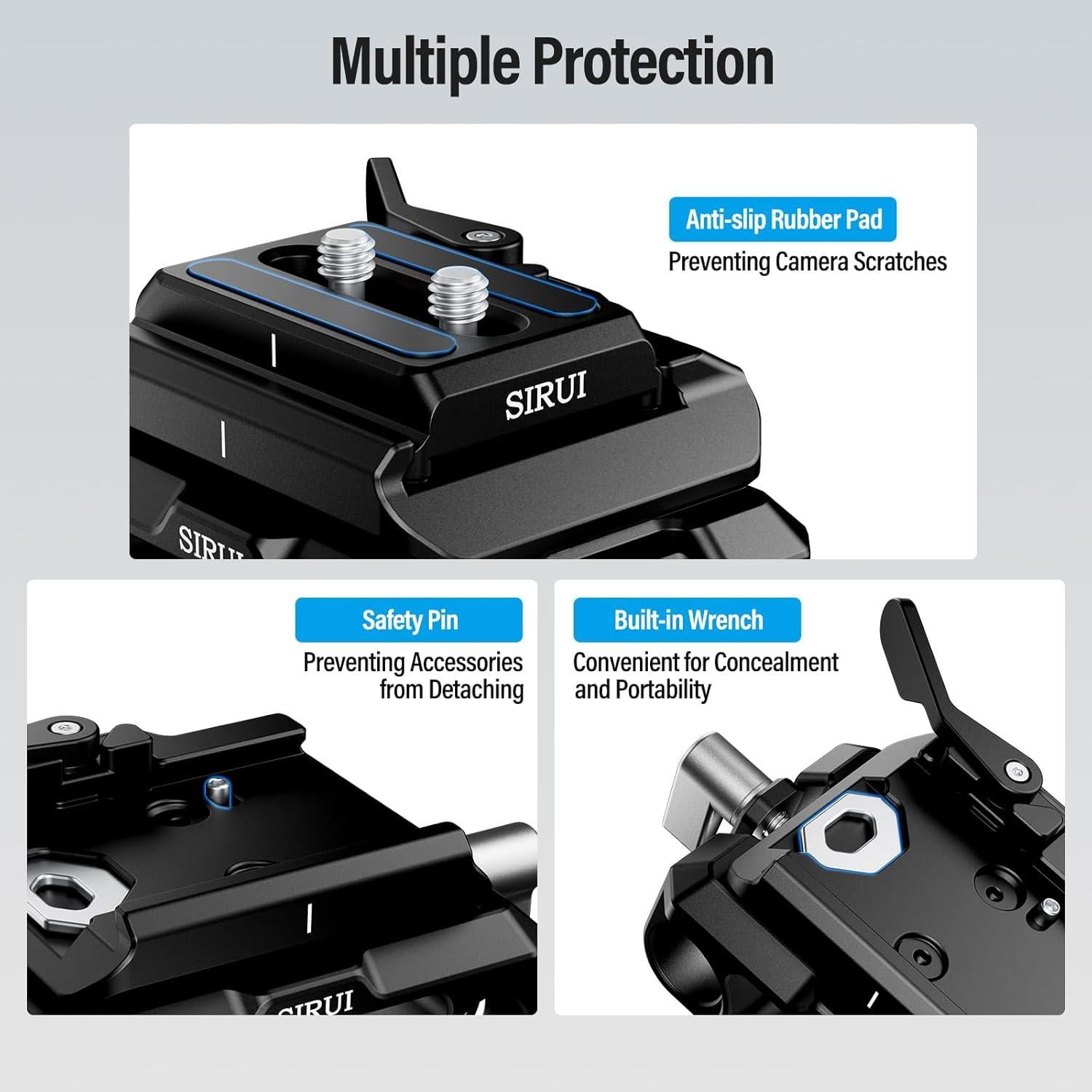 Base de Cámara SIRUI AM-QA-LR con Riel de 15mm y Placa QR
