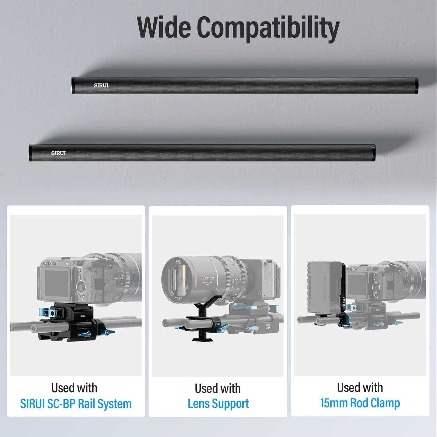 Varillas de Fibra de Carbono SIRUI 15mm 30cm Paquete de 2
