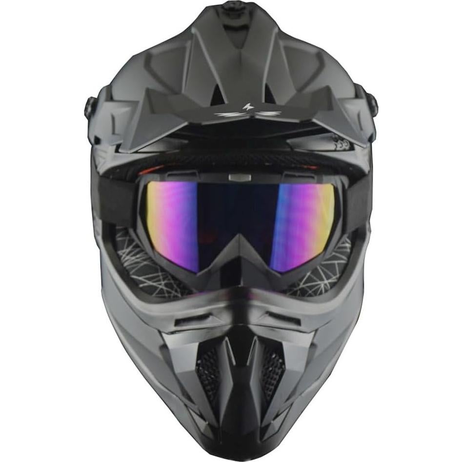 Casco de Motocross 1Storm JH601 Mediano Negro Brillante