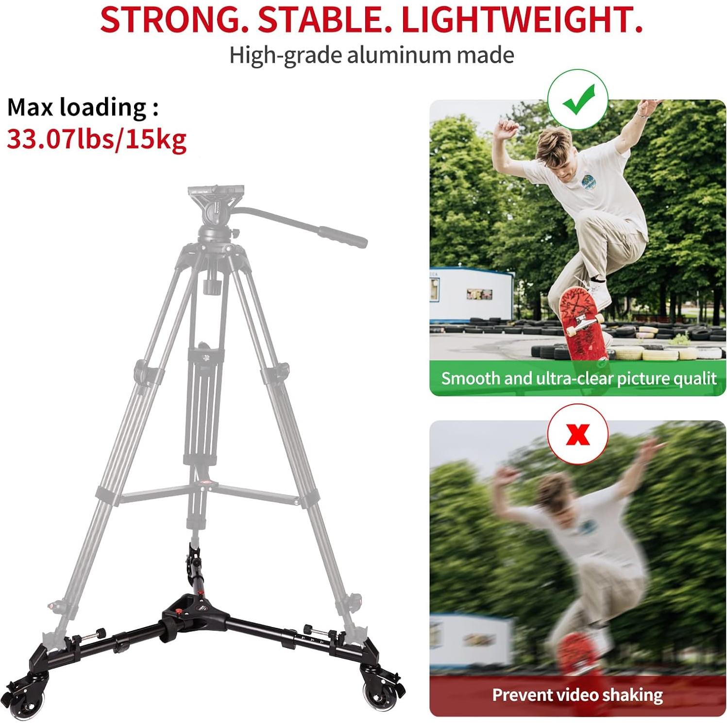 Dolly de trípode COMAN DF1 con ruedas de 7.62 cm y patas ajustables