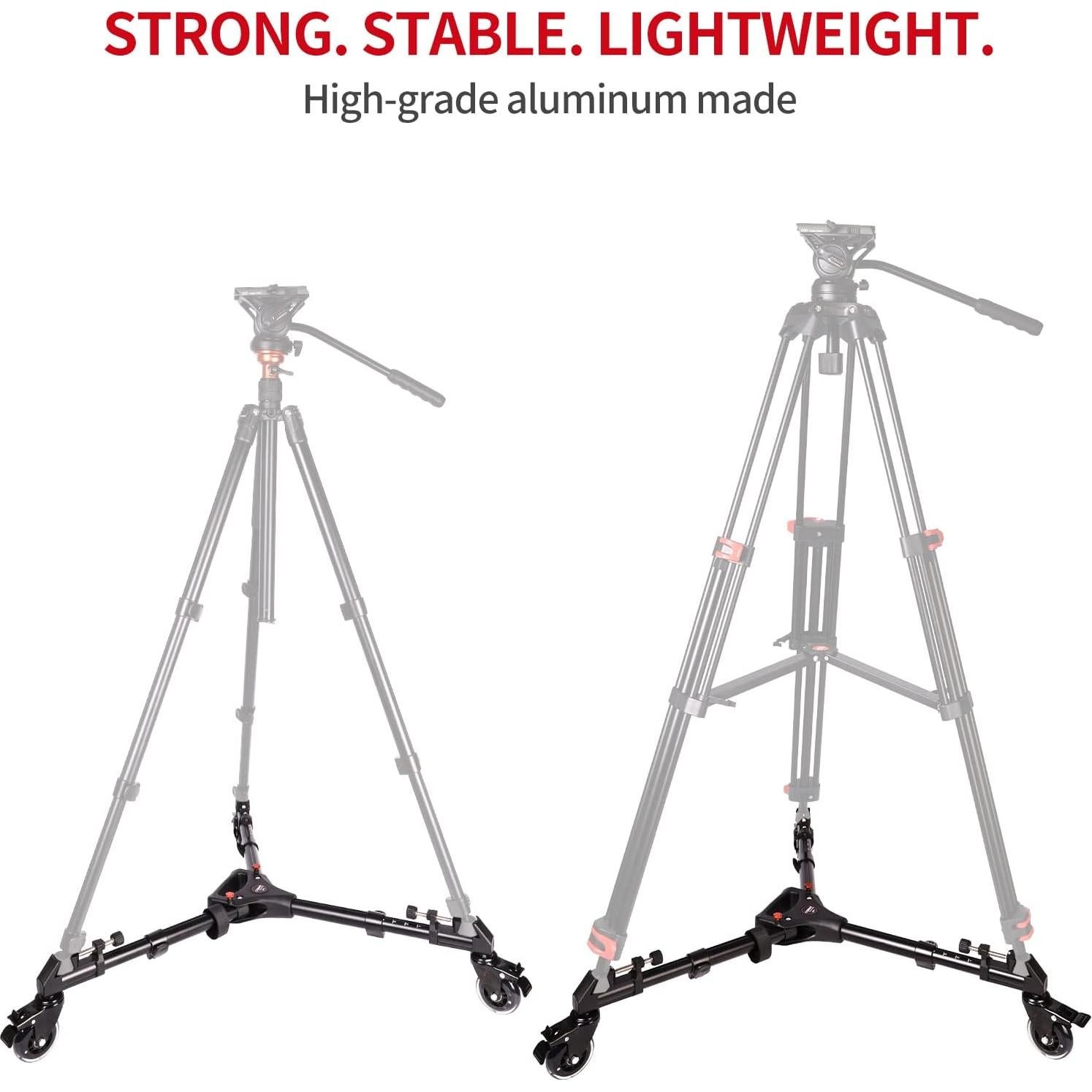 Dolly de trípode COMAN DF1 con ruedas de 7.62 cm y patas ajustables