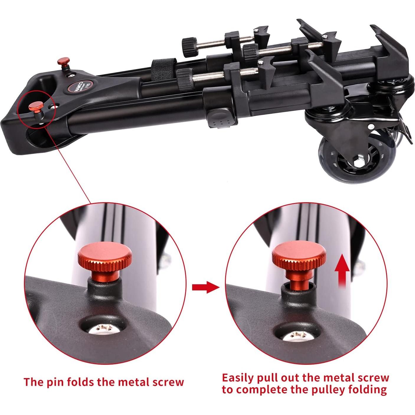 Dolly de trípode COMAN DF1 con ruedas de 7.62 cm y patas ajustables