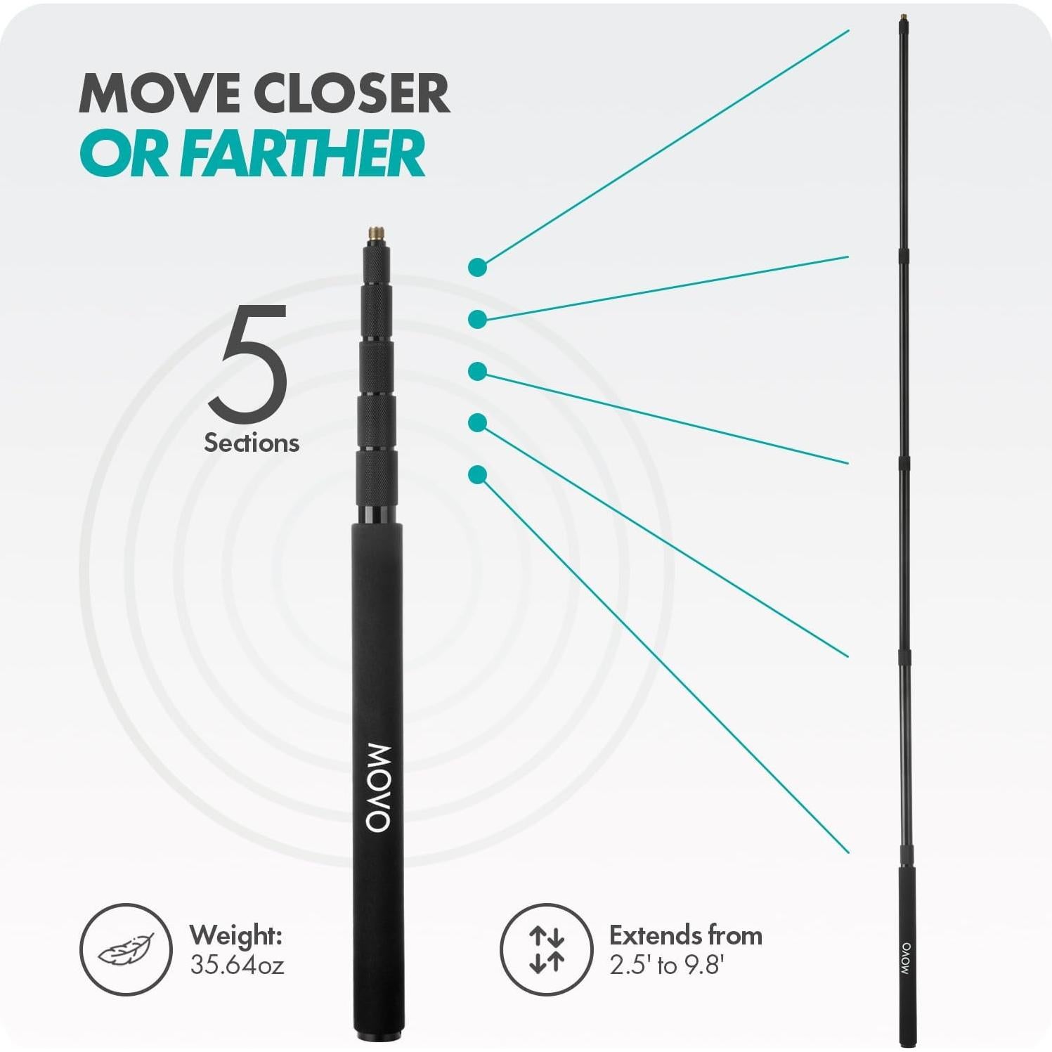 Movo CMP-17 Poste Boom Aluminio 2.99 m para Micrófonos