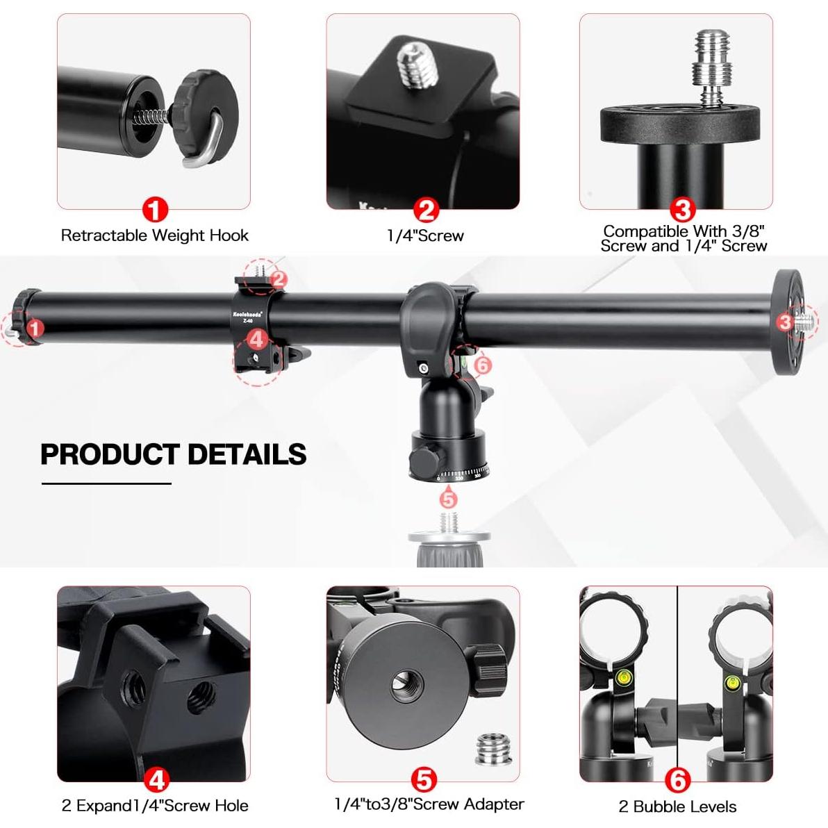 Brazo de Extensión de Trípode Koolehaoda VH-40 83.82 cm 22 lbs