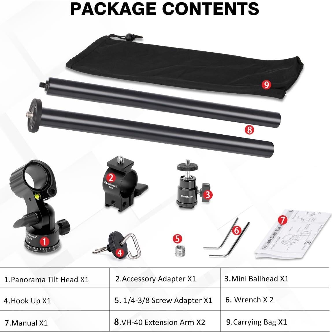 Brazo de Extensión de Trípode Koolehaoda VH-40 83.82 cm 22 lbs