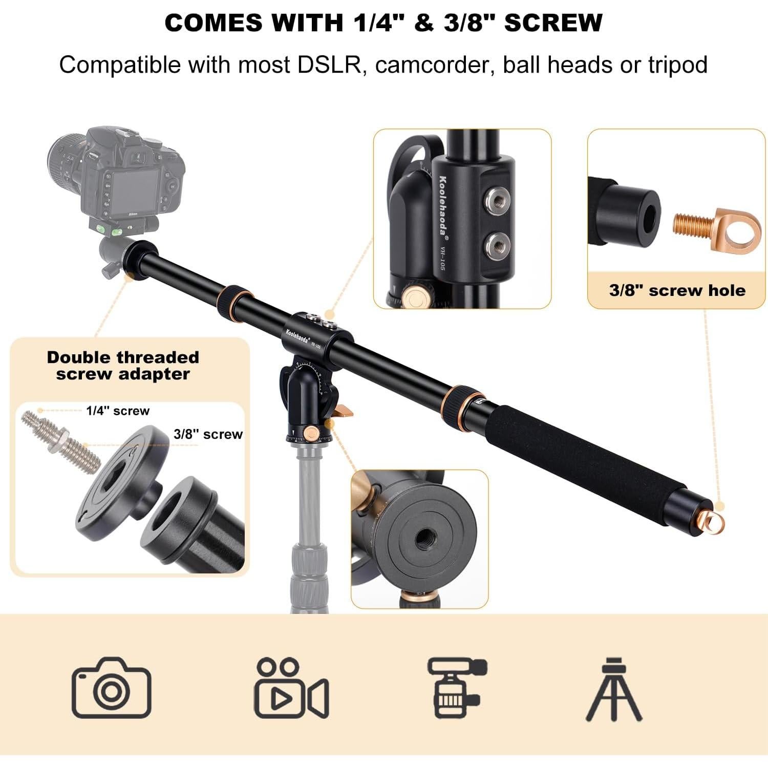 Brazo de Extensión de Trípode Koolehaoda VH-105 104 cm Ajustable