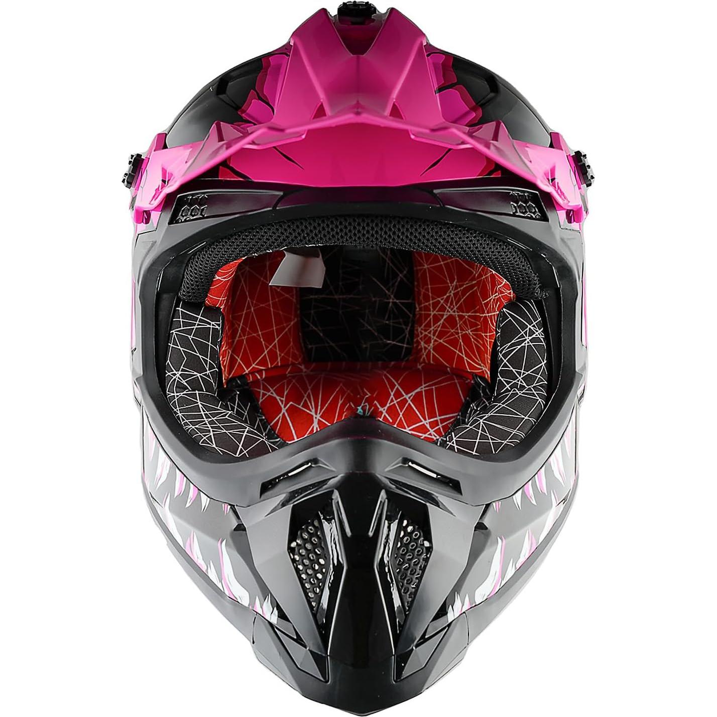 Casco de Motocross 1Storm JH601 Mediano Negro + Gafas y Guantes