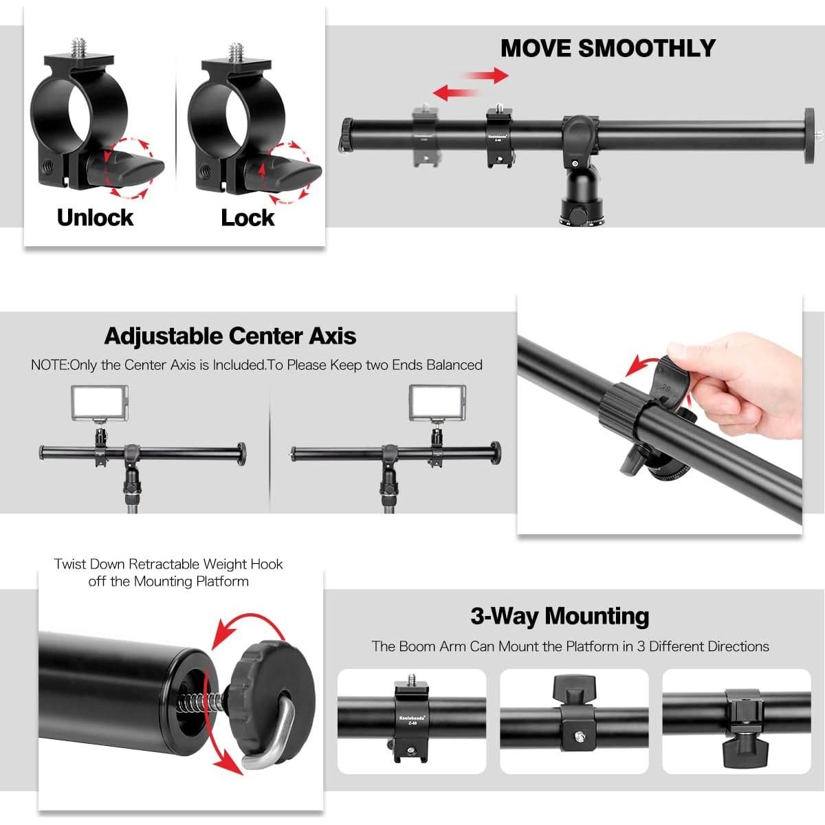 Brazo de Extensión de Trípode Koolehaoda 42cm 10kg