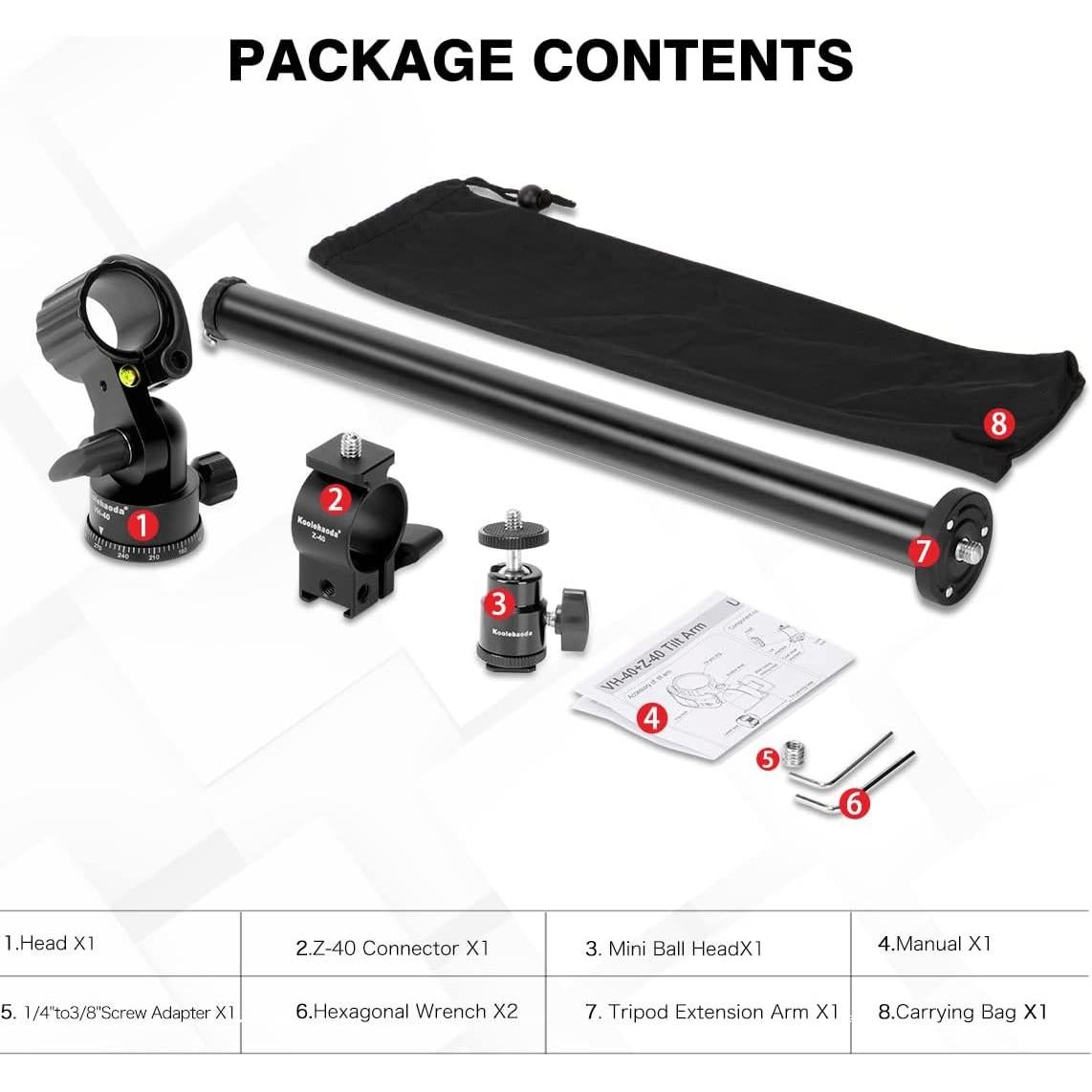 Brazo de Extensión de Trípode Koolehaoda 42cm 10kg
