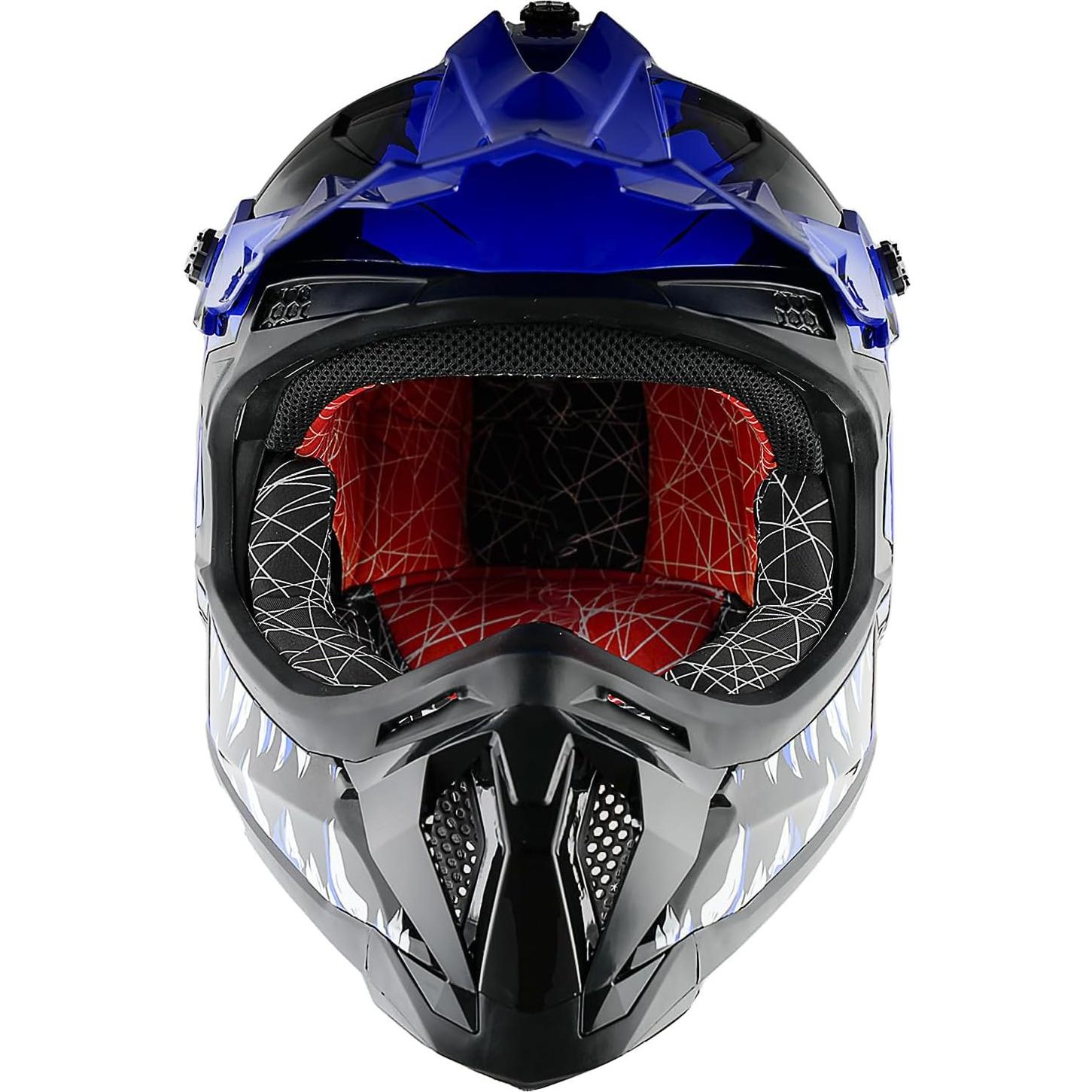 Casco de Motocross 1Storm JH601 Medio Negro + Gafas y Guantes