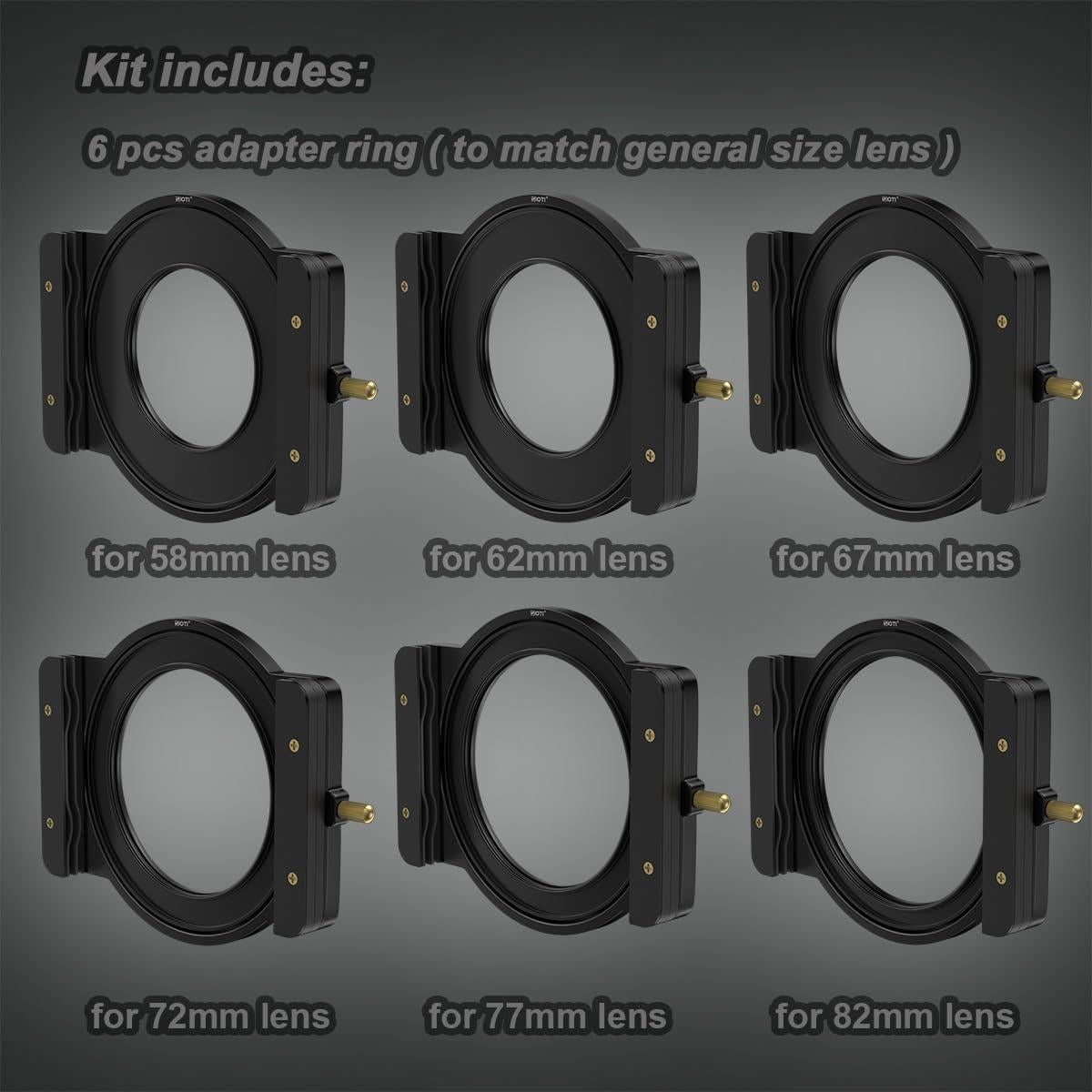 Soporte de Filtro Cuadrado SIOTI + 6 Anillos Adaptadores 58-82mm