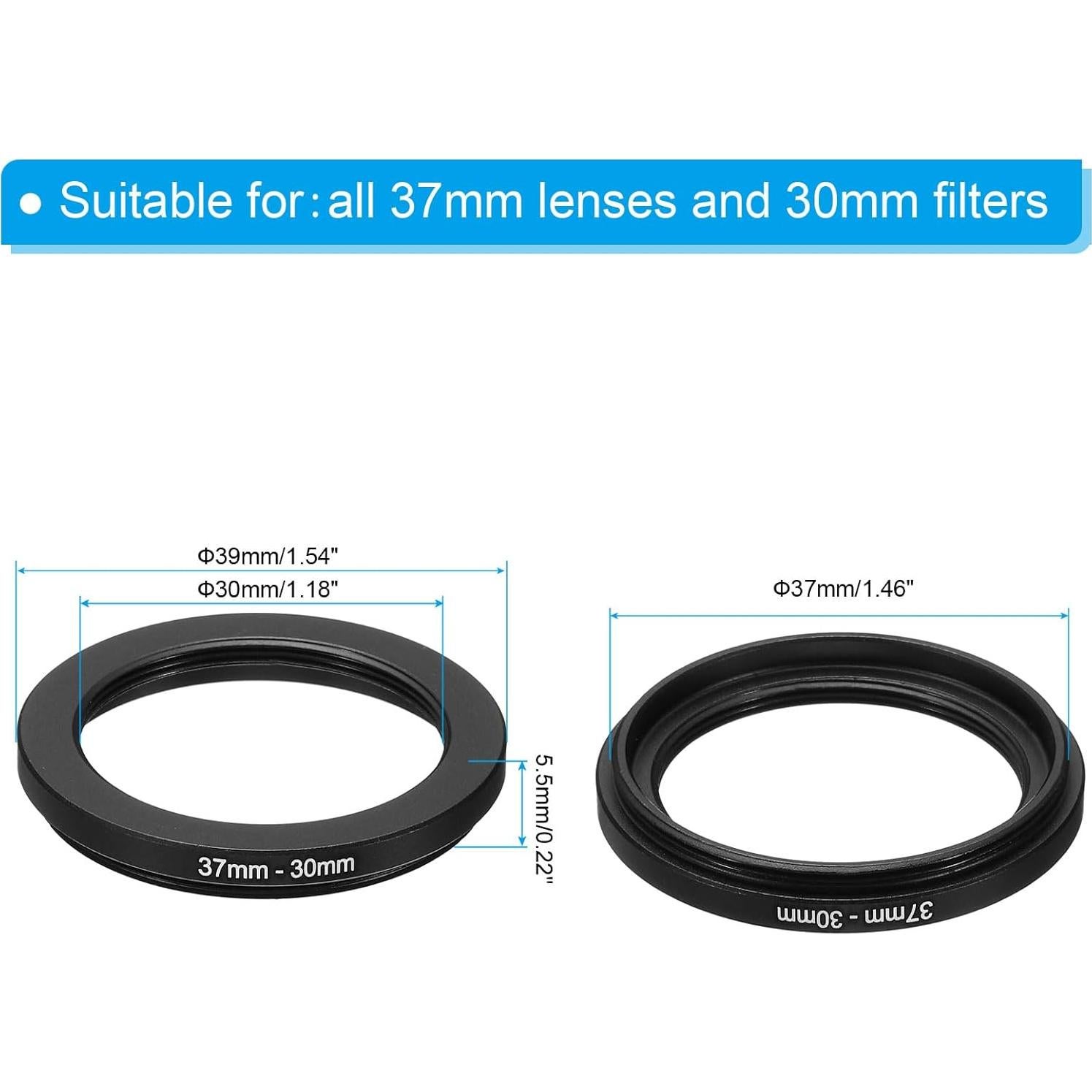 Anillo Adaptador Reductor PATIKIL 37mm a 30mm Aluminio Negro