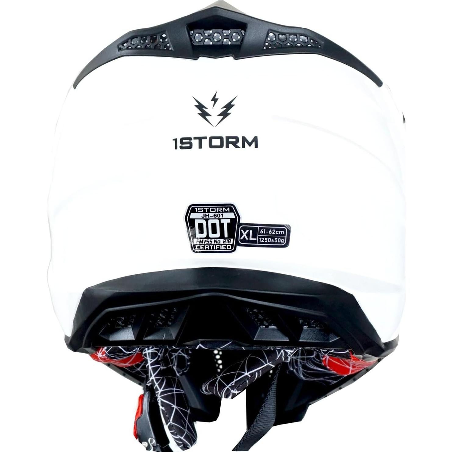 Casco de Motocross 1Storm JH601 Mediano Negro y Accesorios
