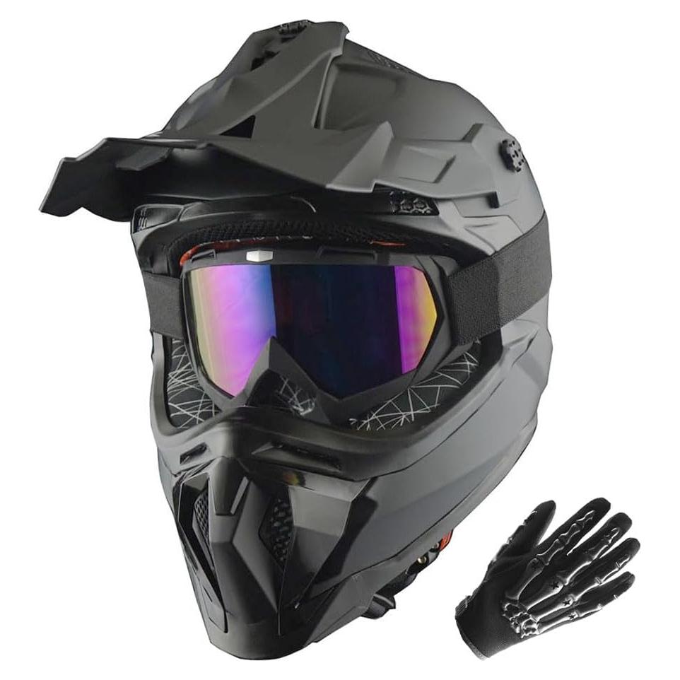 Casco de Motocross 1Storm JH601 Mediano Negro Brillante
