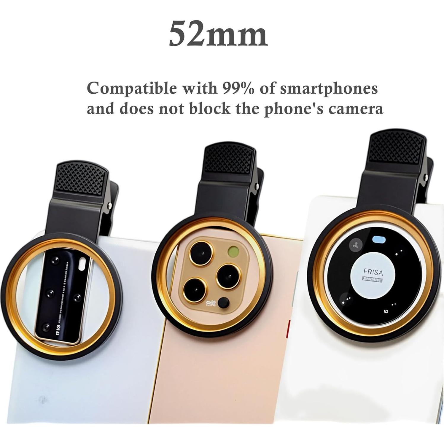 Clip Universal 52mm Yadsux para Lentes de Cámara de Teléfono Móvil