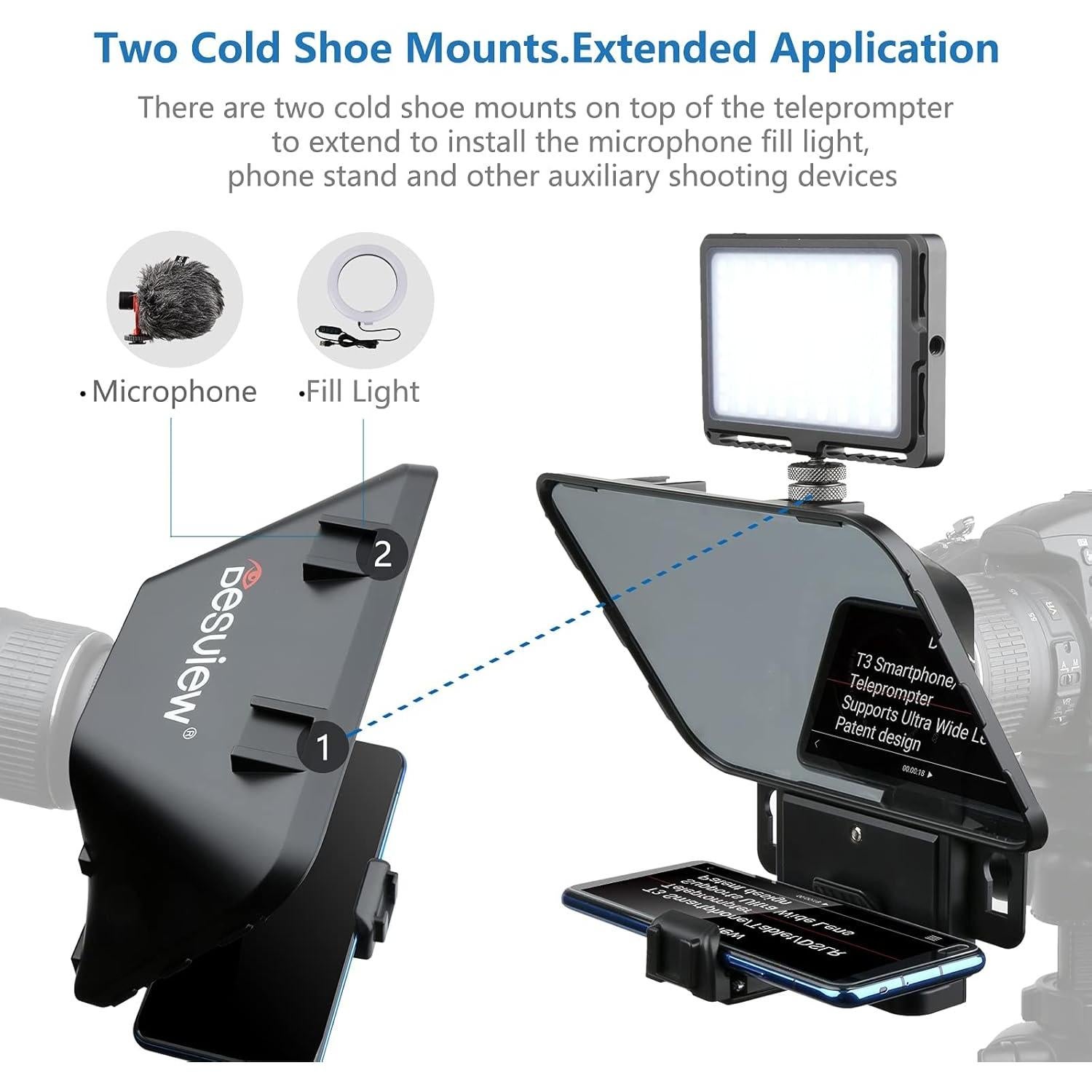 Teleprompter Portátil Desview T3 para iPad hasta 11" HD