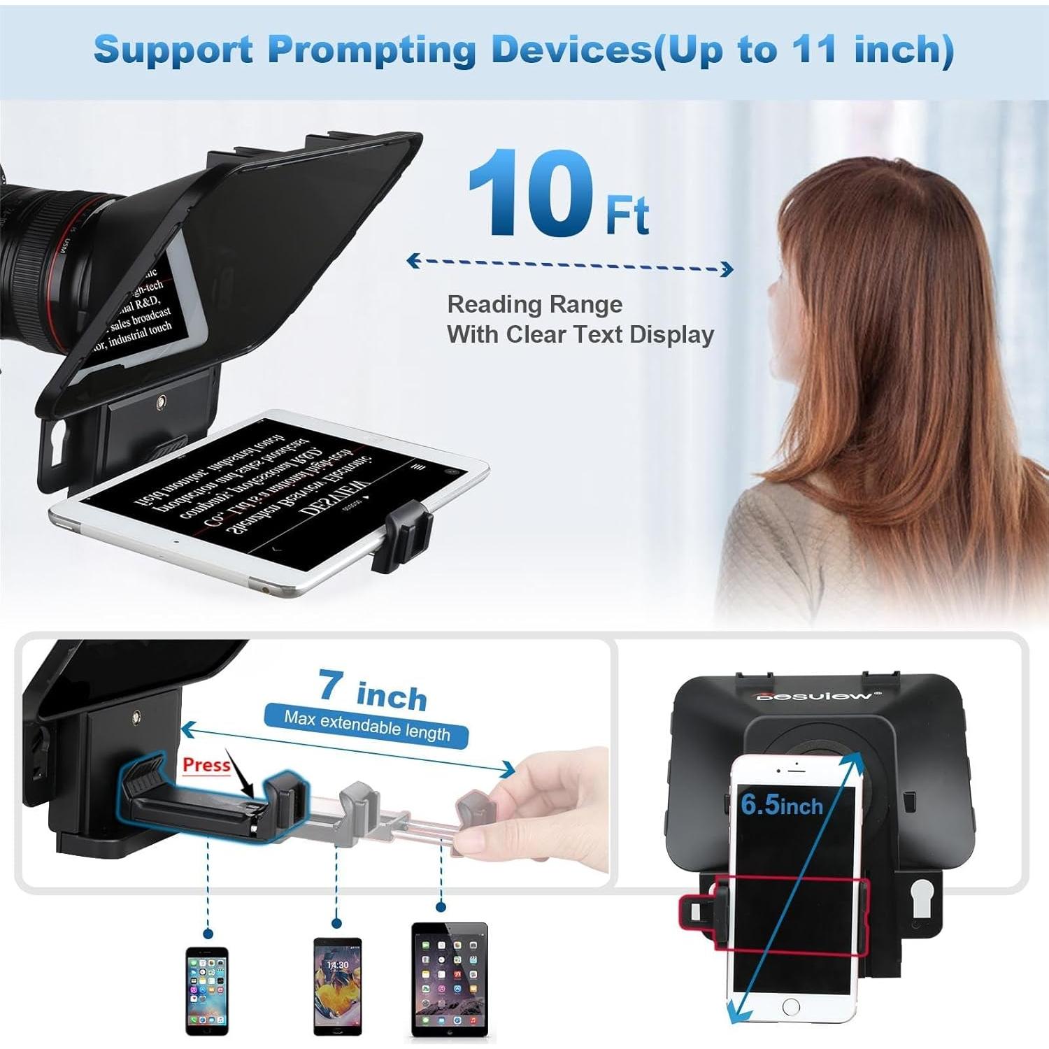 Teleprompter Portátil Desview T3 para iPad hasta 11" HD