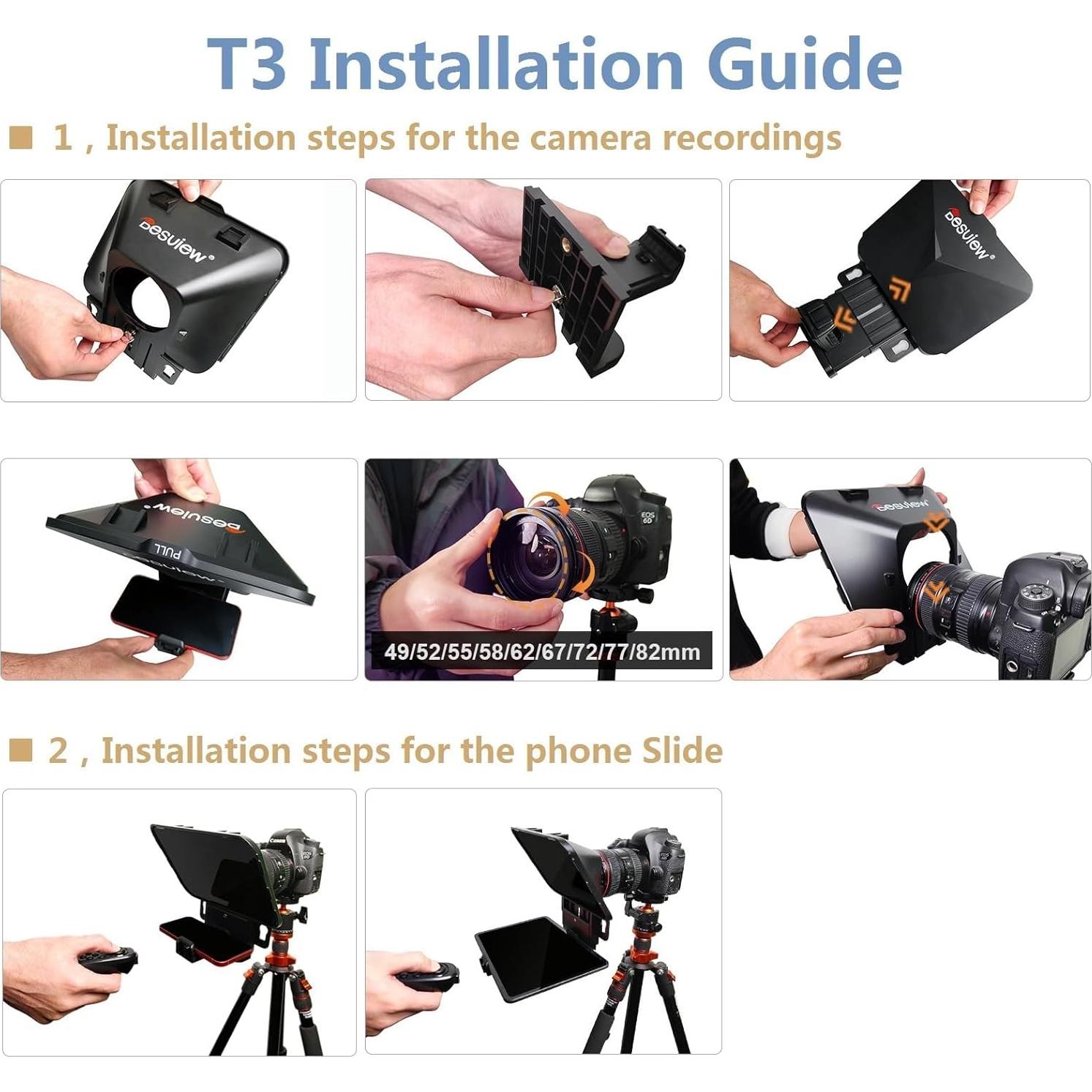 Teleprompter Portátil Desview T3 para iPad hasta 11" HD