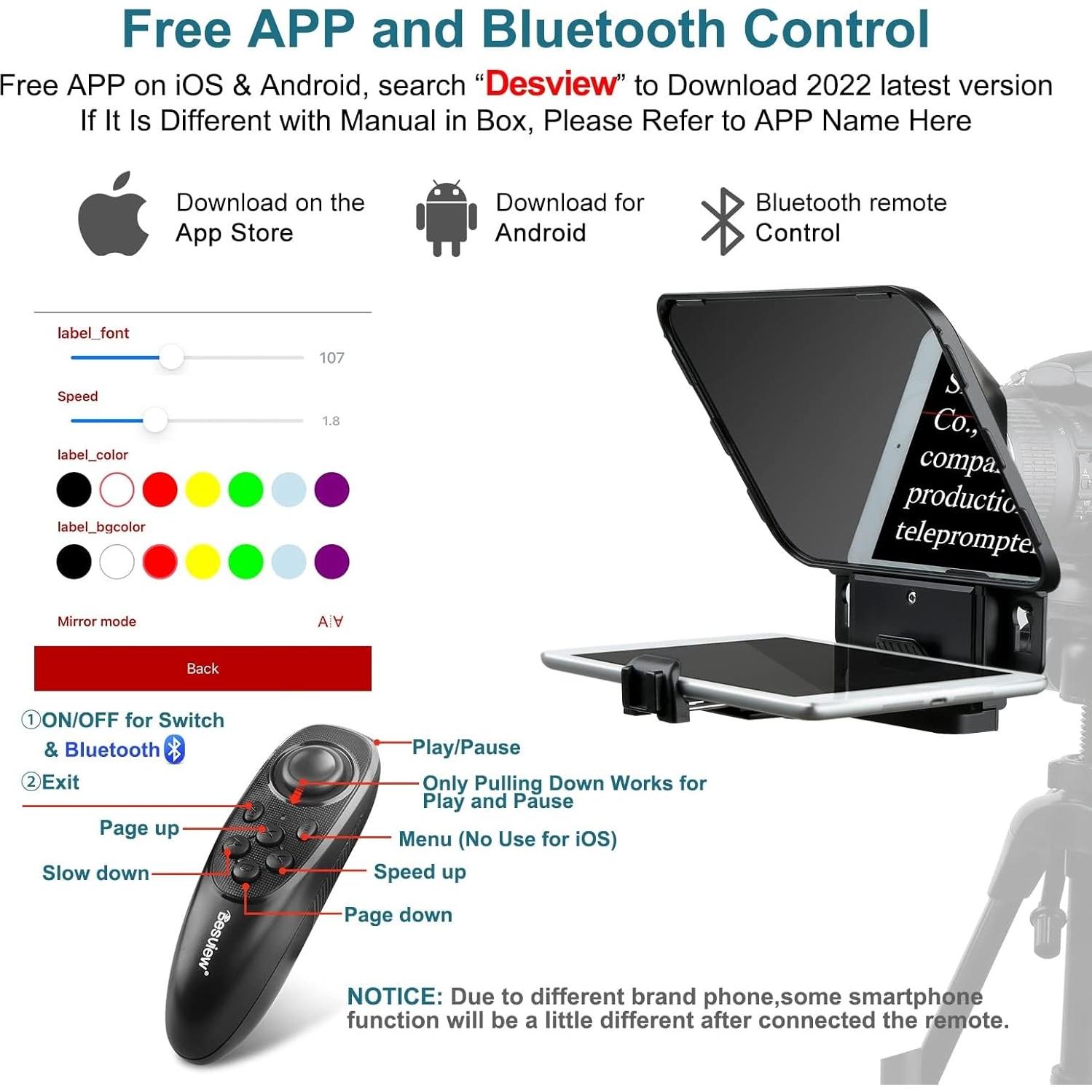 Teleprompter Portátil Desview T3 para iPad hasta 11" HD