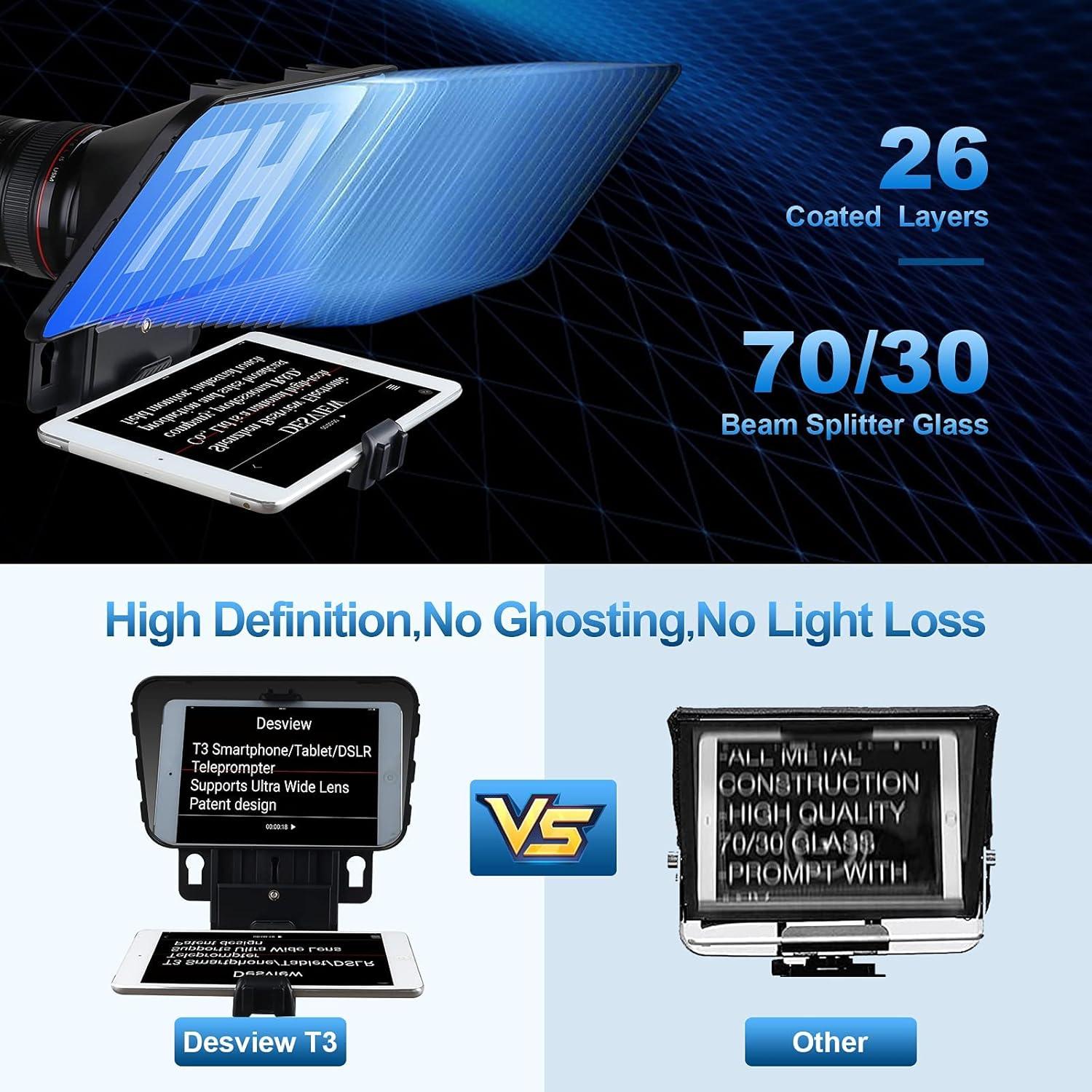 Teleprompter Portátil Desview T3 para iPad hasta 11" HD