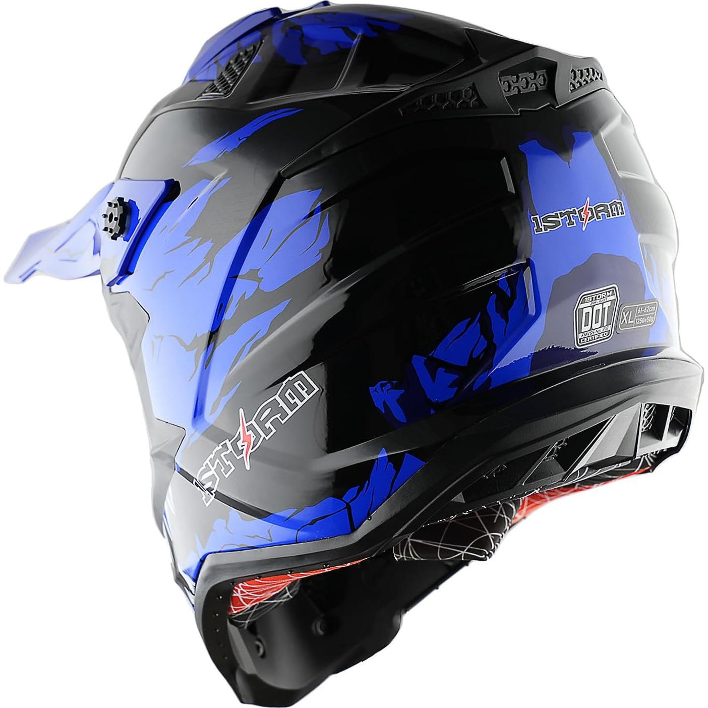 Casco de Motocross 1Storm JH601 Mediano Negro + Gafas y Guantes