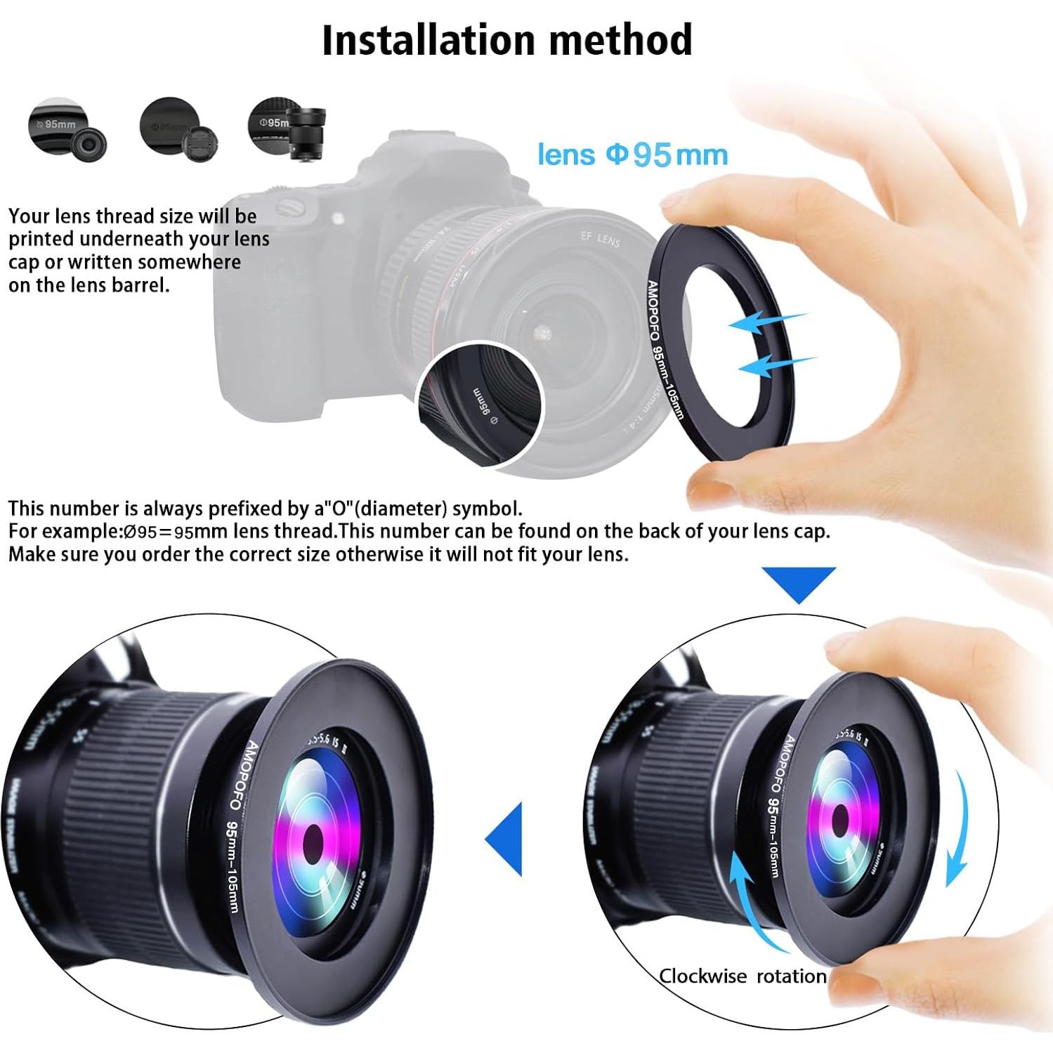 Anillo Adaptador de Filtro 95-105 mm Aluminio CNC AMOPOFO