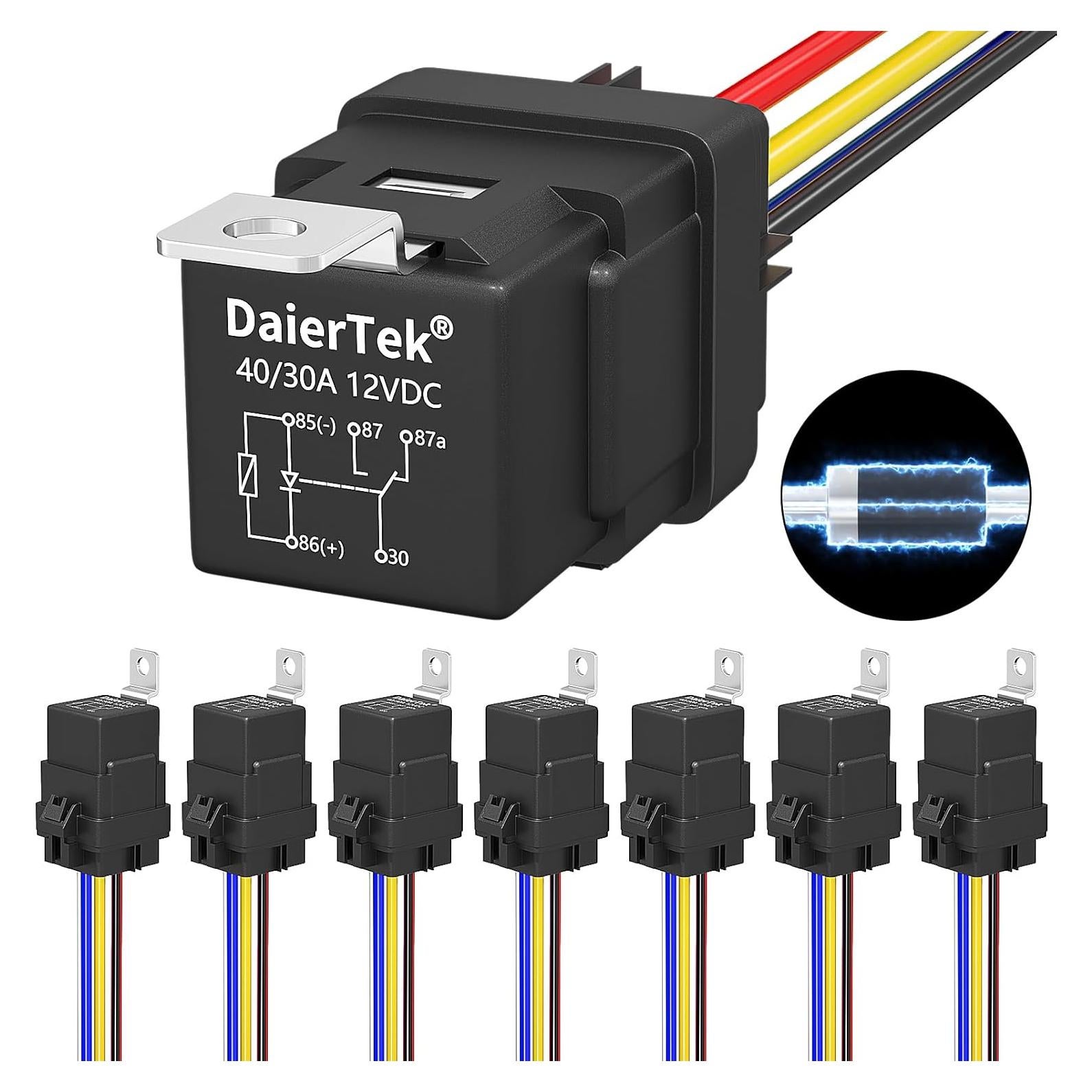 Relé Automotriz DaierTek 12V 30A/40A Impermeable 8 Pcs