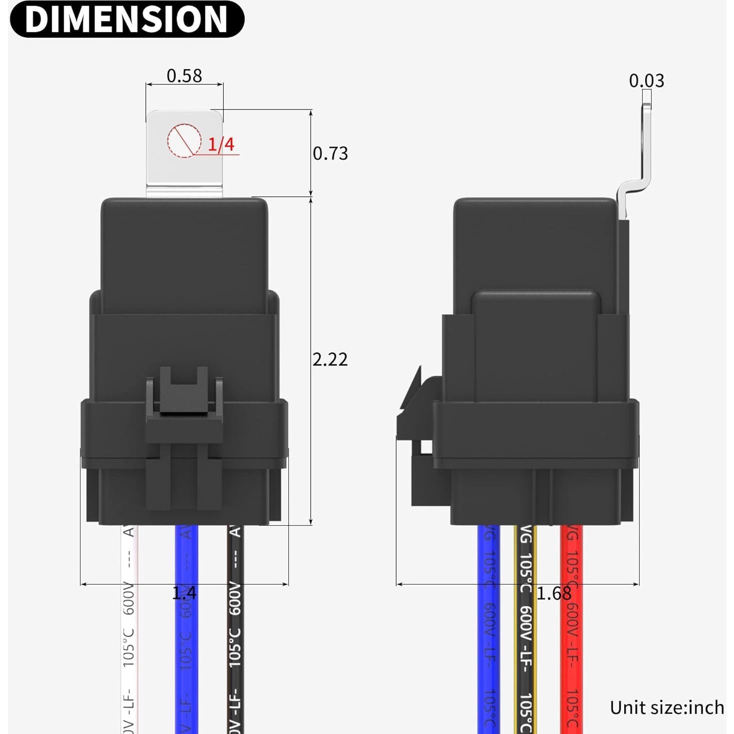 Relé Automotriz DaierTek 12V 30A/40A Impermeable 8 Pcs