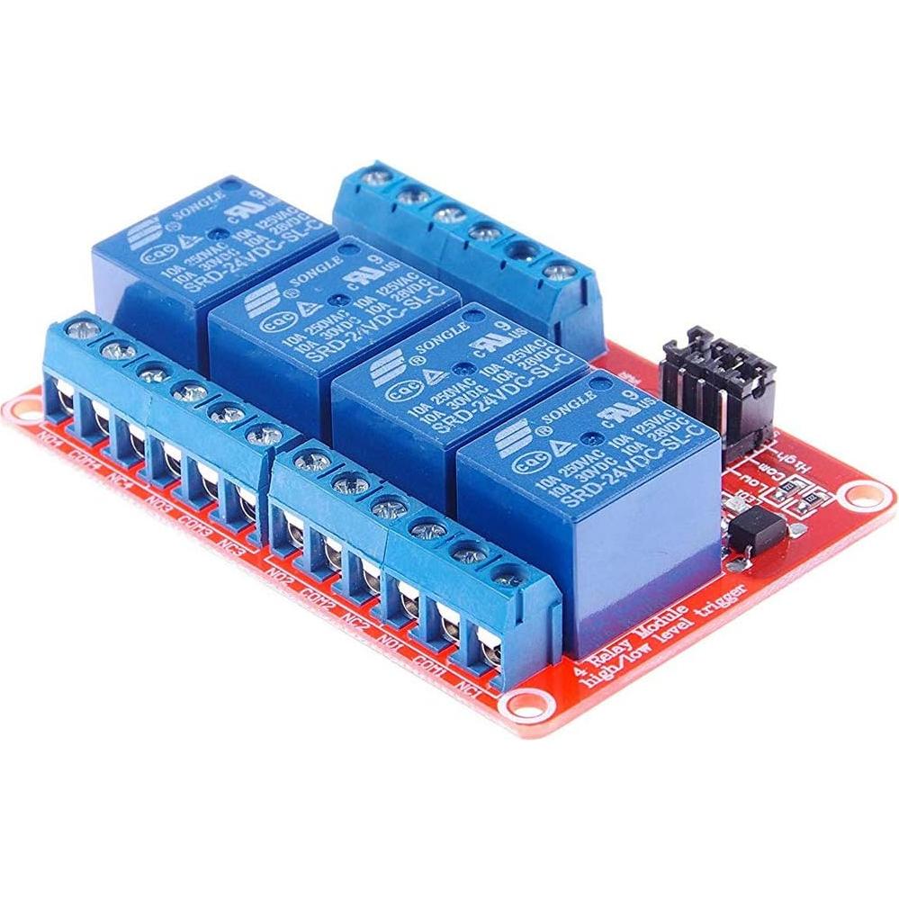 Módulo de Relé 4 Canales 24V HiLetgo con Aislamiento Óptico