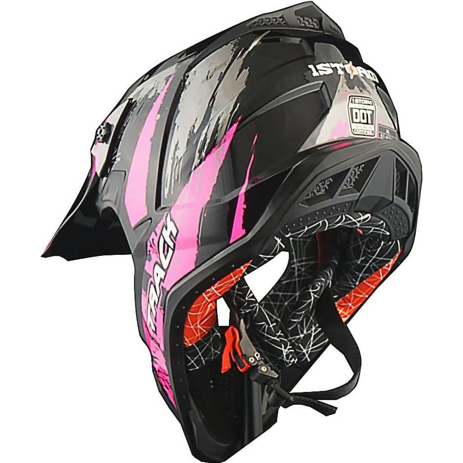 Casco de Motocross 1Storm JH601 Mediano Negro con Gafas y Guantes
