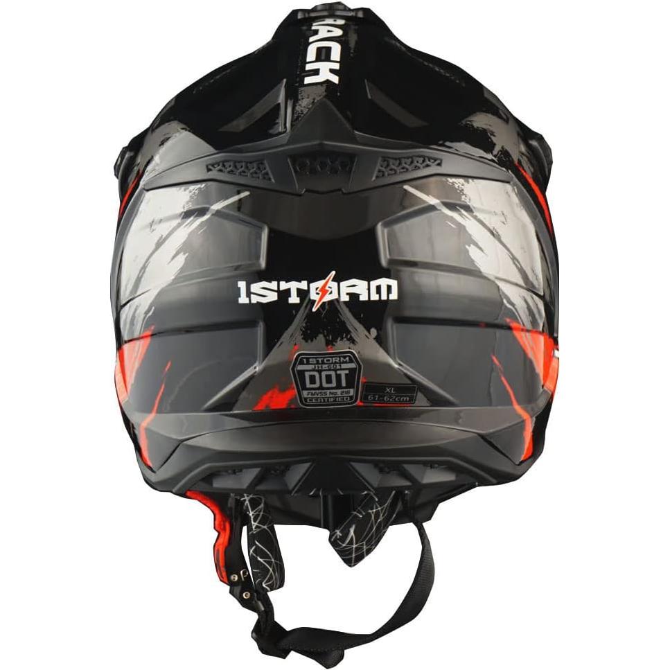 Casco de Motocross 1Storm JH601 Mediano Negro con Gafas y Guantes