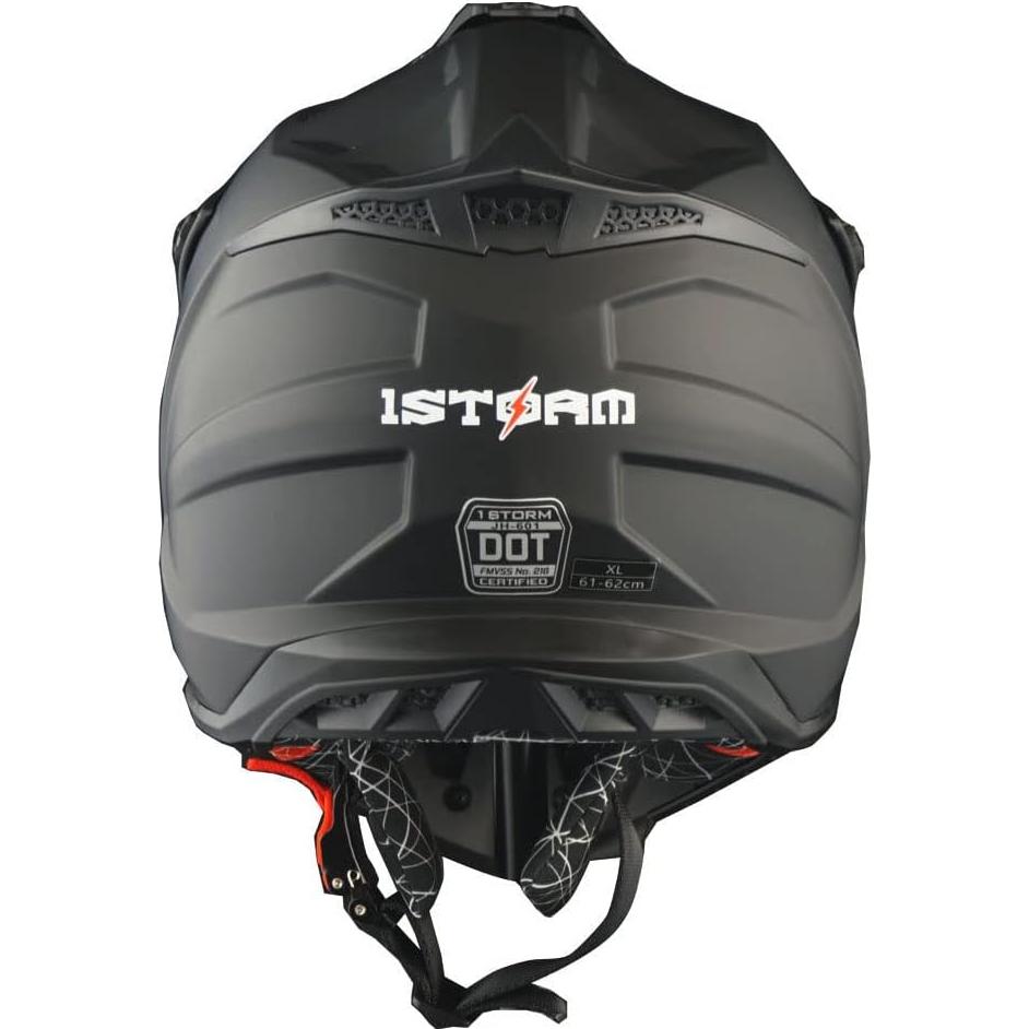 Casco de Motocross 1Storm JH601 Mediano Negro Brillante