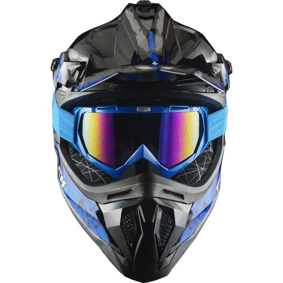 Casco de Motocross 1Storm JH601 Mediano Negro + Gafas y Guantes