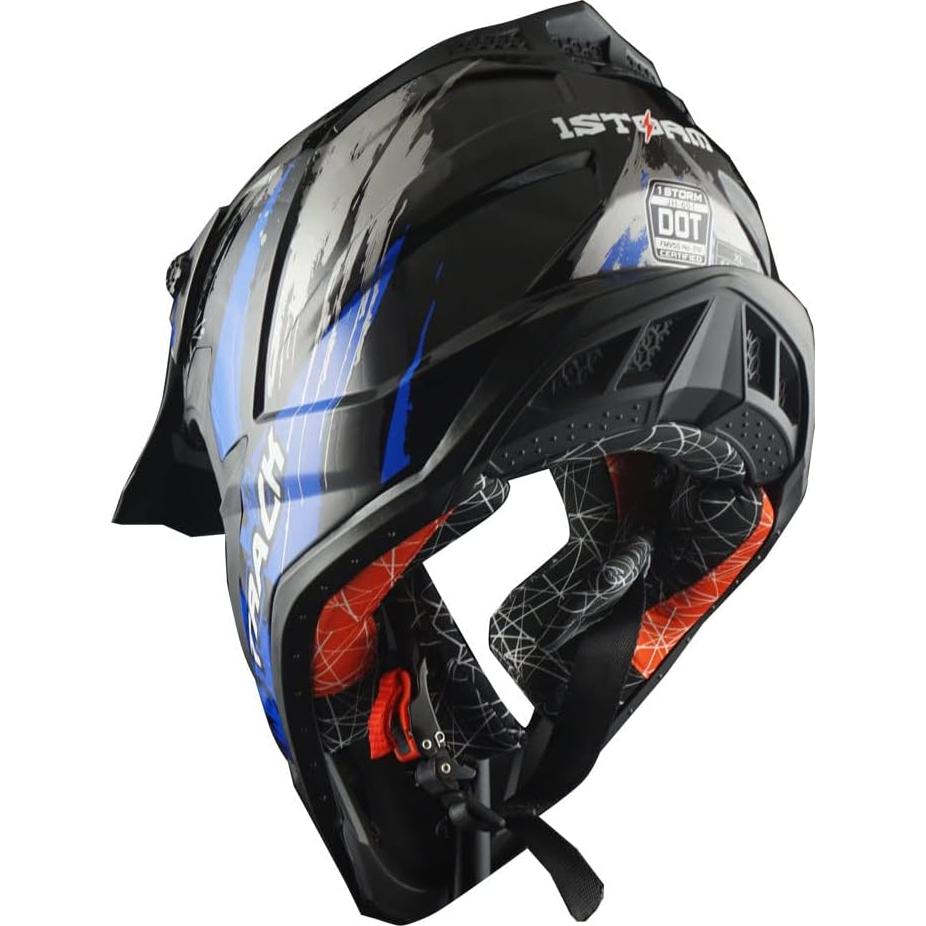 Casco de Motocross 1Storm JH601 Mediano Negro + Gafas y Guantes